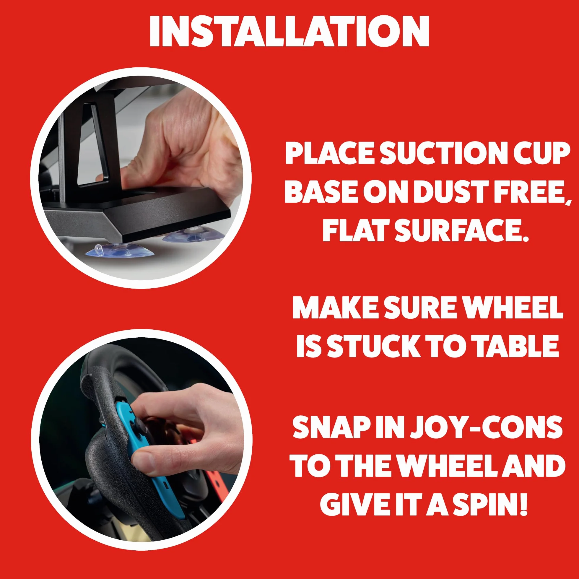 Konix Joy Con Steering Wheel Table Attachment Lenkrad Nintendo Switch black