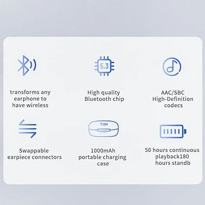 Fanmusic TRN BT20 Pro True Wireless Bluetooth 5.3 moduł słuchawkowy, wymienne złącza (słuchawki nie wchodzą w zakres dostawy) (2-biegunowy, 0,78 mm)