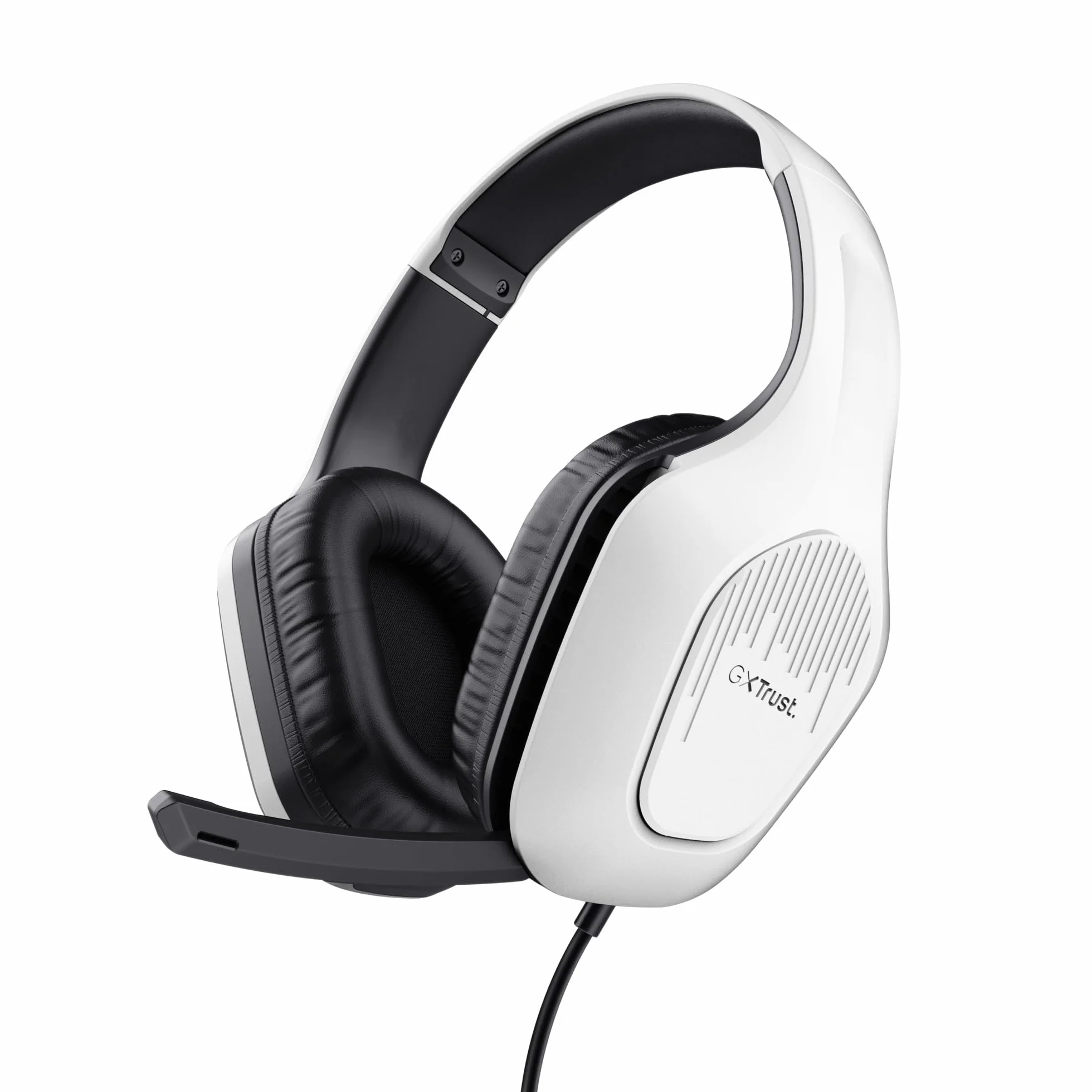GXTrust 418W Rayne Lekkie Słuchawki Gamingowe PC Xbox PS4 PS5 Switch Smartfon 3.5 mm, Kabel 200cm, Przetworniki 50mm, Odchylany Mikrofon, Przewodowy Zestaw Słuchawkowy Wokółuszny, Biały