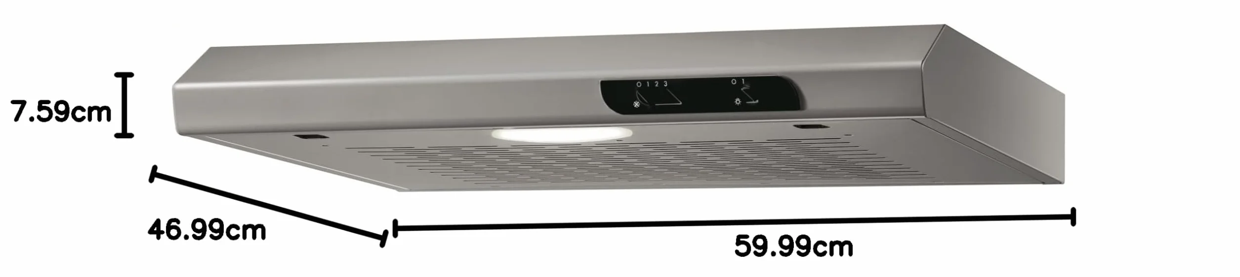 Respekta Okap kuchenny podszafkowy, okap kuchenny Suna 60 cm, metalowa obudowa o wyglądzie stali nierdzewnej, funkcja wywiewu i recyrkulacji, DH640IXL, C, 52–68 dB