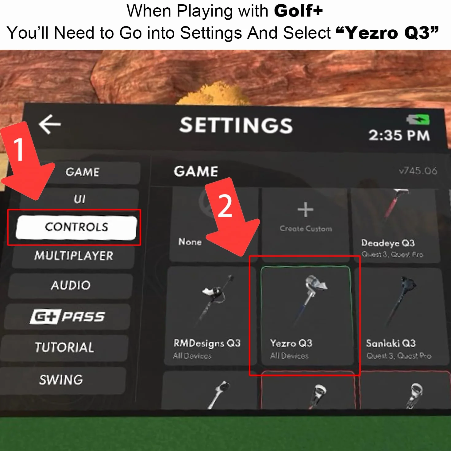 YEZRO Mocowanie kija golfowego do Meta Quest 3 – regulowany uchwyt VR, akcesoria do golfa, konstrukcja 90°, śledzenie ciągłe