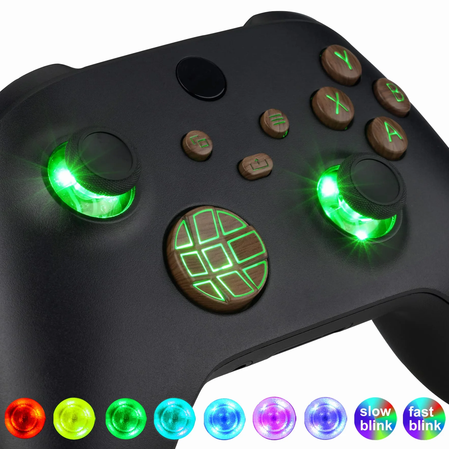 eXtremeRate Wielokolorowe przyciski LED do kontrolera Xbox Series X/S - 7 kolorów 9 trybów Zestaw