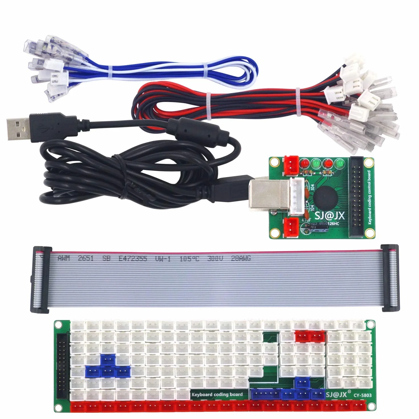 SJ@JX Development Keyboard Encoder Board Game Controller DIY LED USB Encoder 104 Keys Arcade Kit