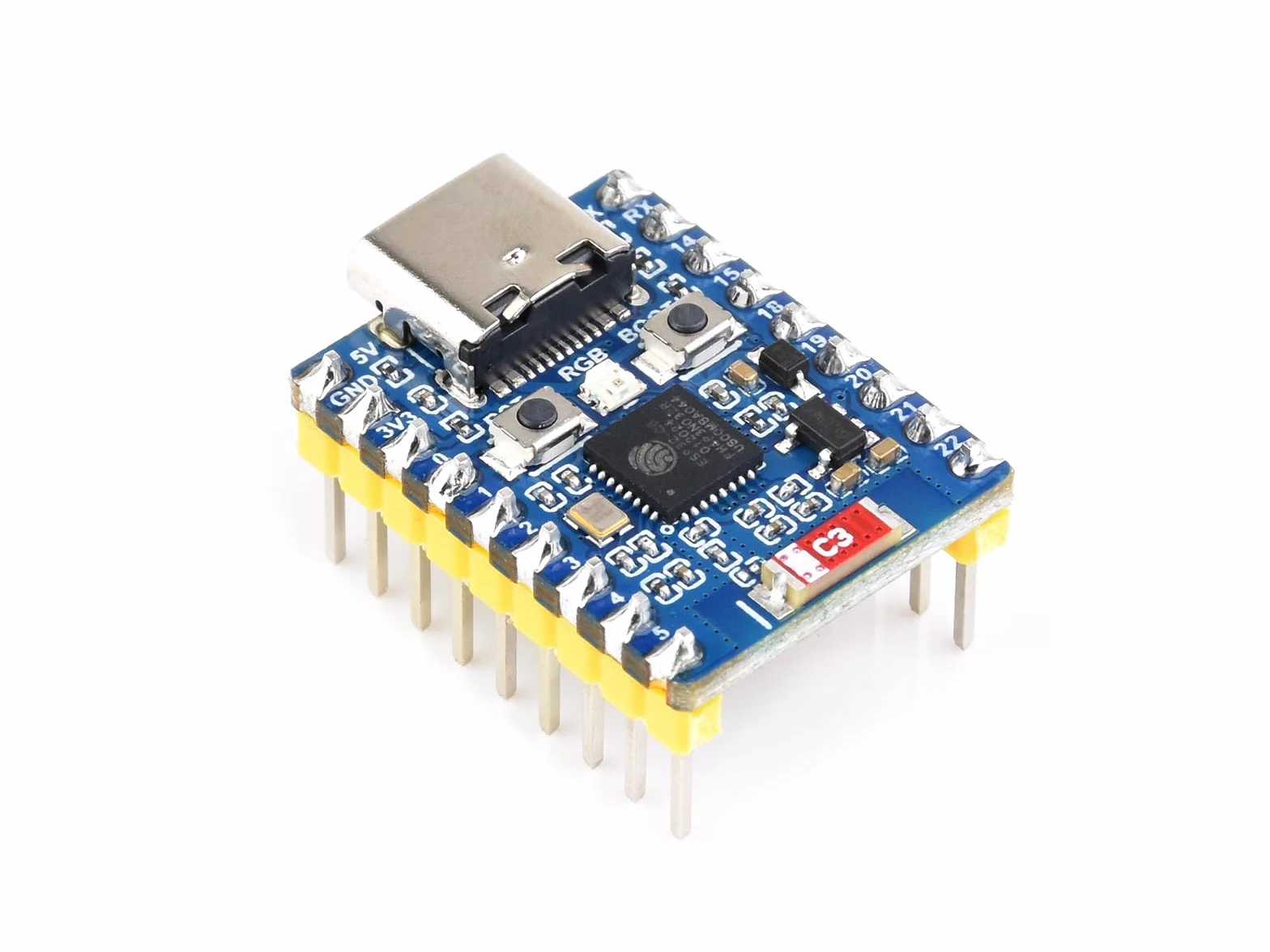 Waveshare ESP32-C6 Mini Development Board(with Pre-soldered Header), Based On ESP32-C6FH8, Dual Processors, 160MHz Running Frequency, 2.4GHz WiFi 6 & BT5, ESP32 Development Board