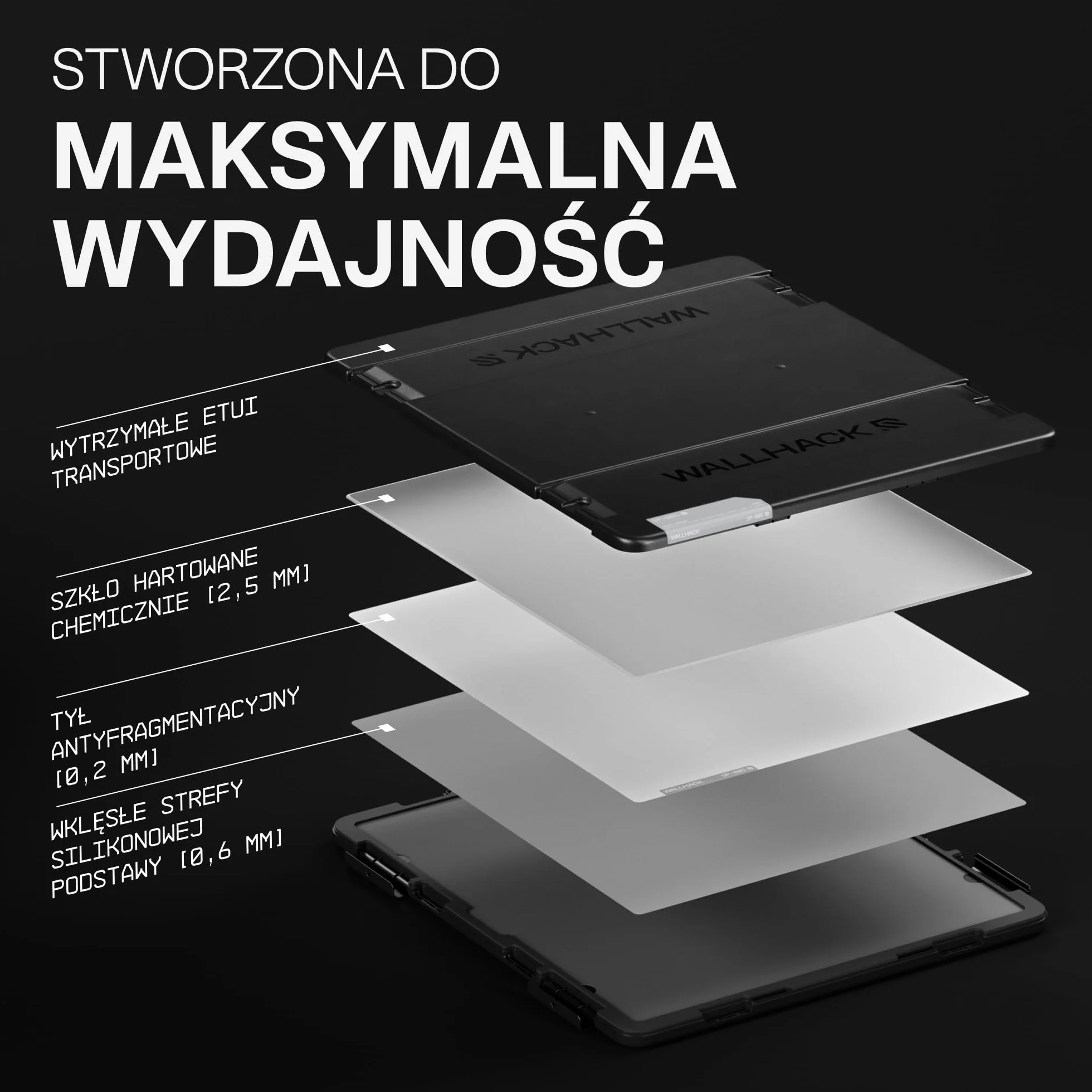 Wallhack SP-005 Szklana podkładka pod mysz do gier – powierzchnia prędkości, duża podkładka pod mysz do uprawiania sportu, gładki poślizg o niskim współczynniku tarcia, szkło hartowane, ergonomiczna