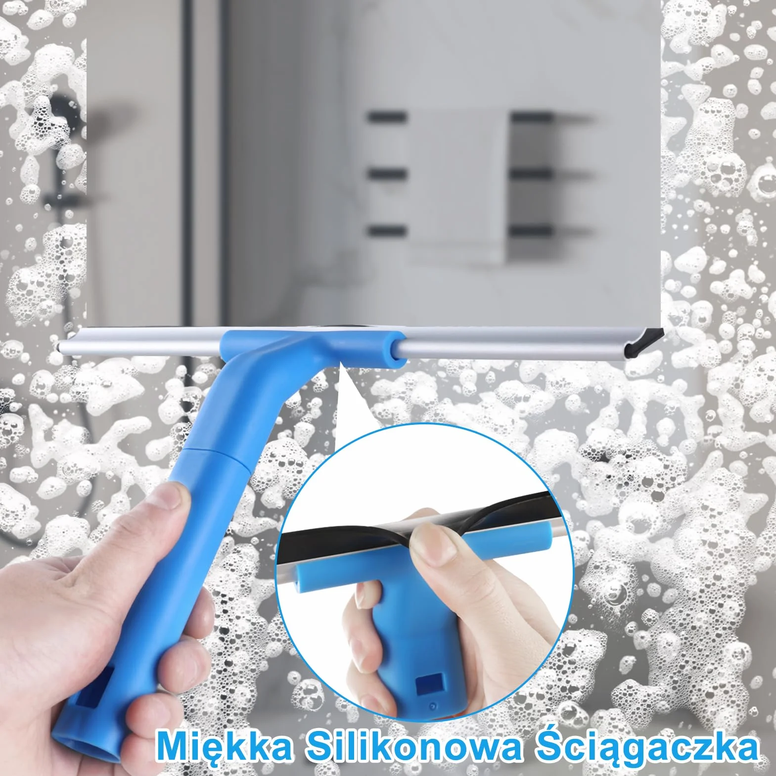 Mitclear Zestaw do Czyszczenia Okien 30cm Silikonowa Ściągaczka Myjka z Mikrofibry