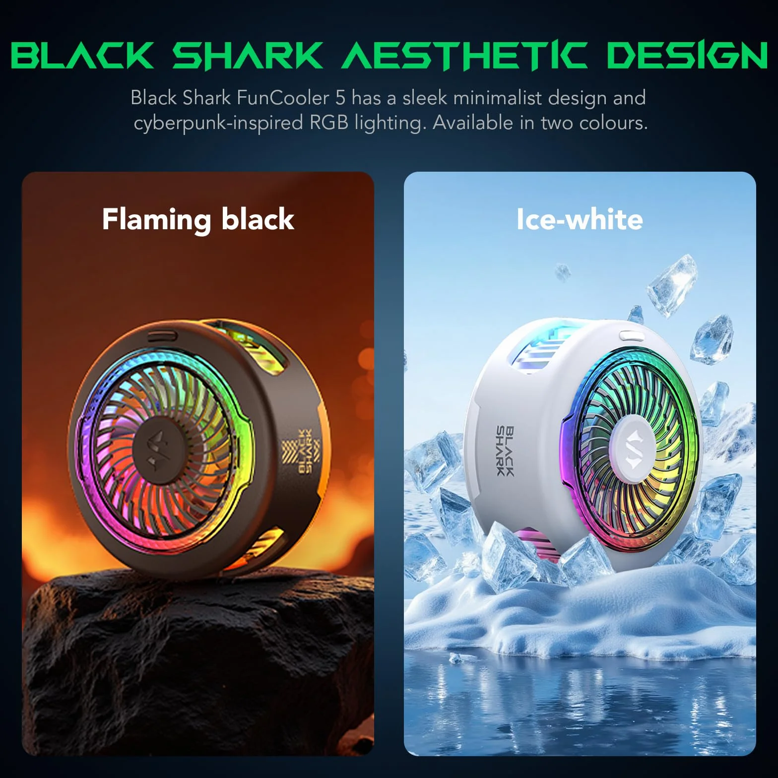 Black Shark FunCooler 5 magnetycznych chłodnic do telefonów komórkowych, przenośny wentylator do telefonu komórkowego ze światłem RGB, chłodnica telefonu dla iPhone serii magnetycznej/Android/tablet