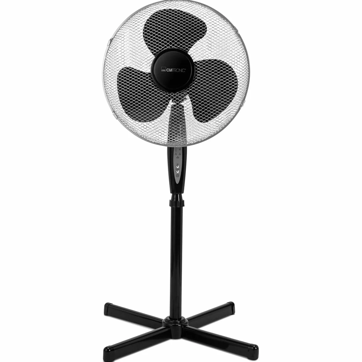 Clatronic Wentylator stojący VL 3741 S; bardzo cichy; średnica 40 cm; oscylacja/rotacja; regulowana wysokość i kąt nachylenia; lampki kontrolne LED; pilot zdalnego sterowania; 45 W; czarny