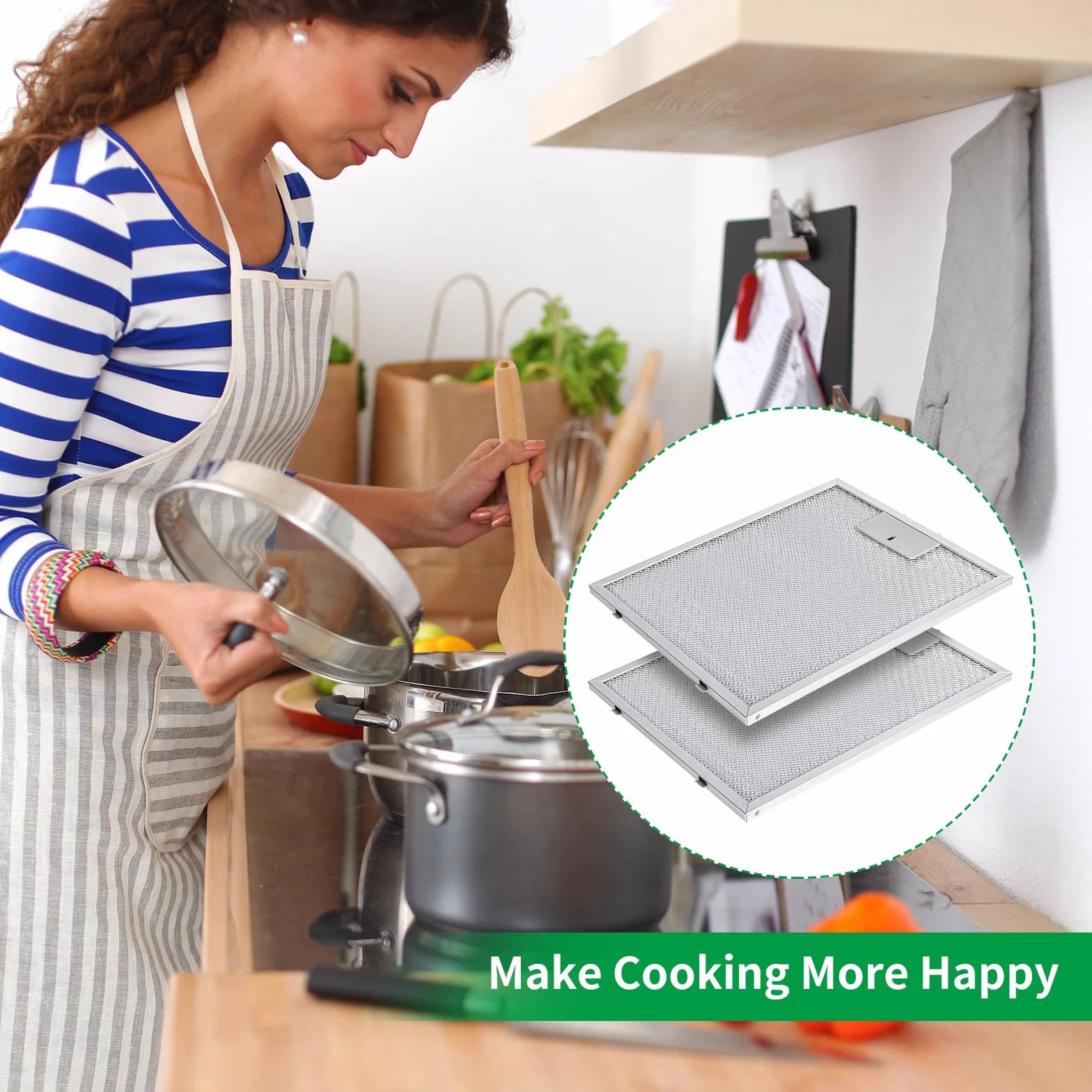 2-pak metalowych filtrów przeciwtłuszczowych do okapu kuchennego - 320 x 260 mm, aluminiowy filtr przeciwtłuszczowy, filtr zamienny, metalowy filtr przeciwtłuszczowy do okapów kuchennych