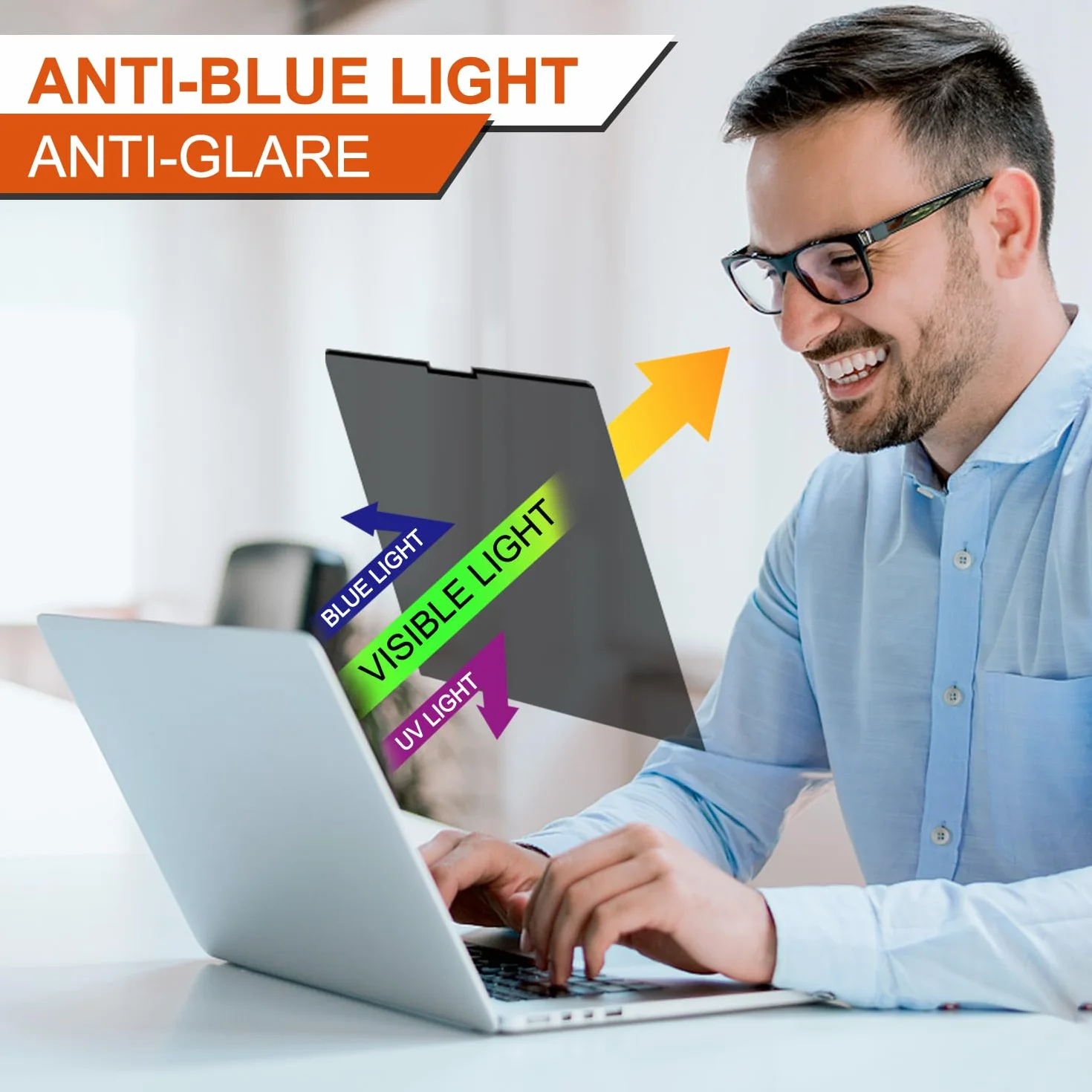HaruYo Magnetyczny filtr prywatyzujący kompatybilny z MacBook Air 15,3" (M2 M3 2023/2024), zdejmowany, antyszpiegowski, niebieskie światło, Mac, laptop, Privacy Screen, folia maskująca do MacBook Air