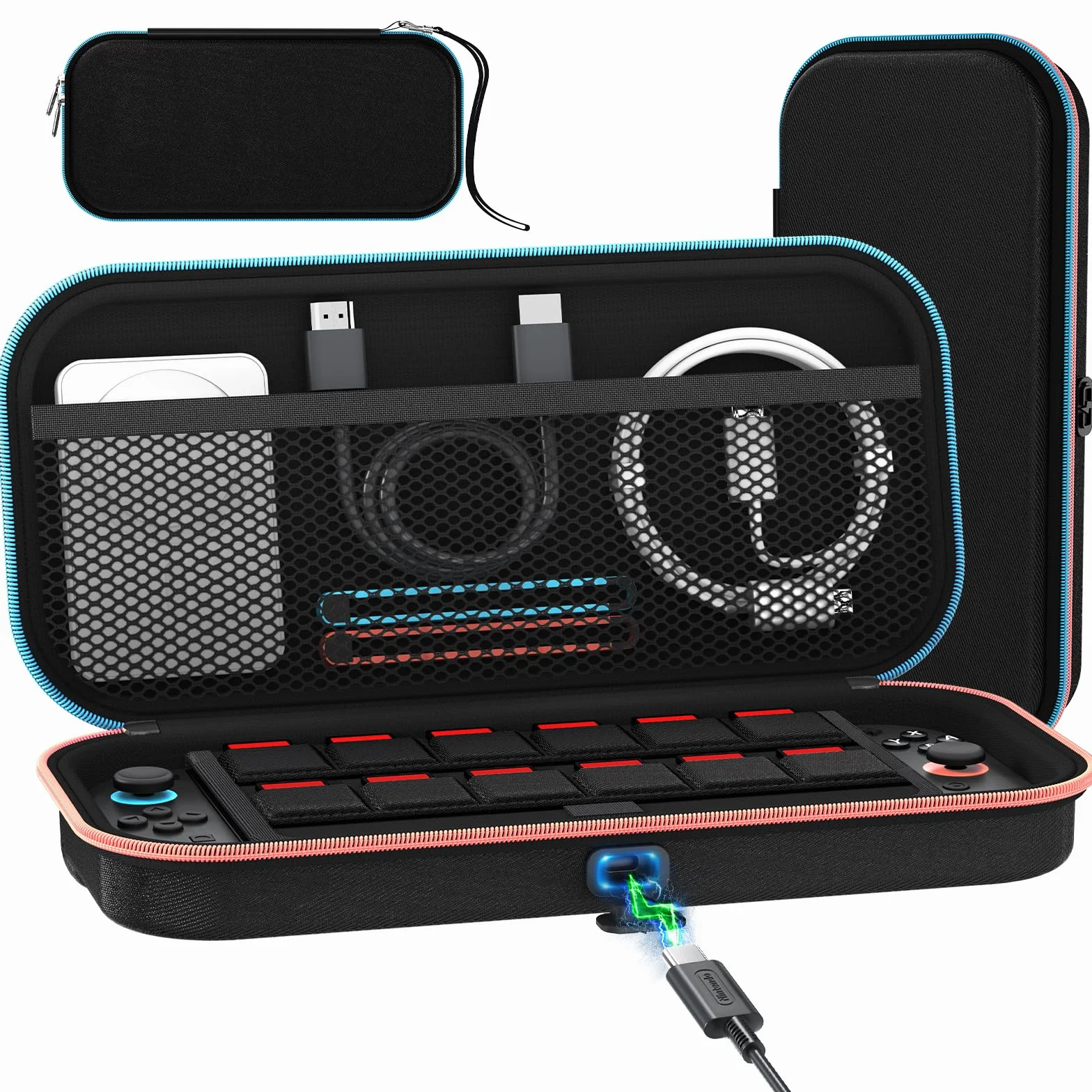 ivoler Torba na port kabla ładującego kompatybilna z modelem Nintendo Switch 2 (2025), przenośna ochronna twarda torba z miejscem do przechowywania 12 gier i innych akcesoriów