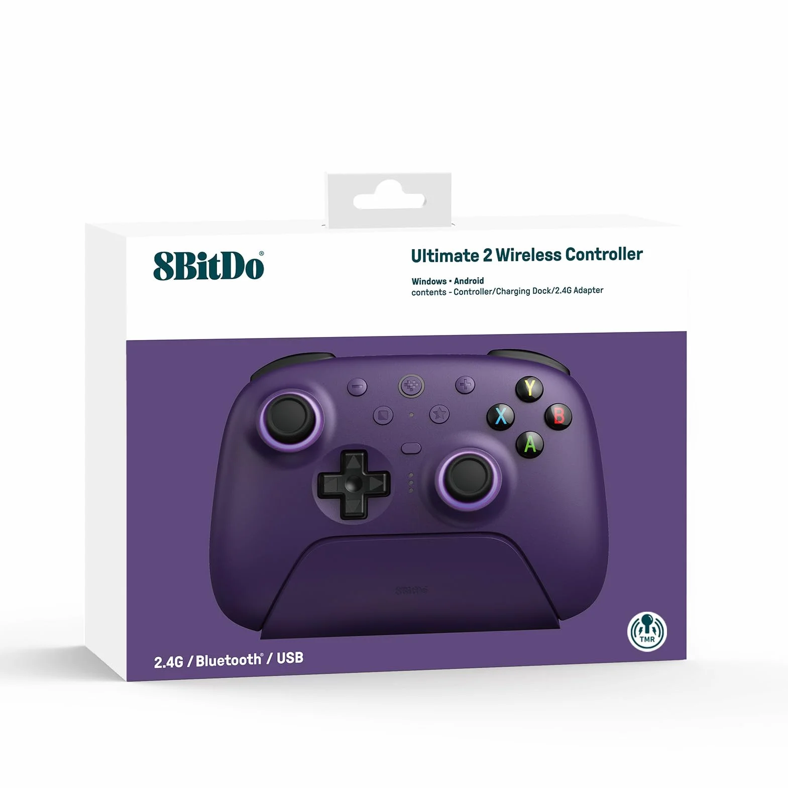 8BitDo Ultimate 2 Wireless Controller for Windows PC, Apple, Steam & Android, Gaming Controller with TMR Joysticks, Hall/Tactile Triggers, Motion Control, RGB Fire Ring, 1000Hz Polling Rate, Purple