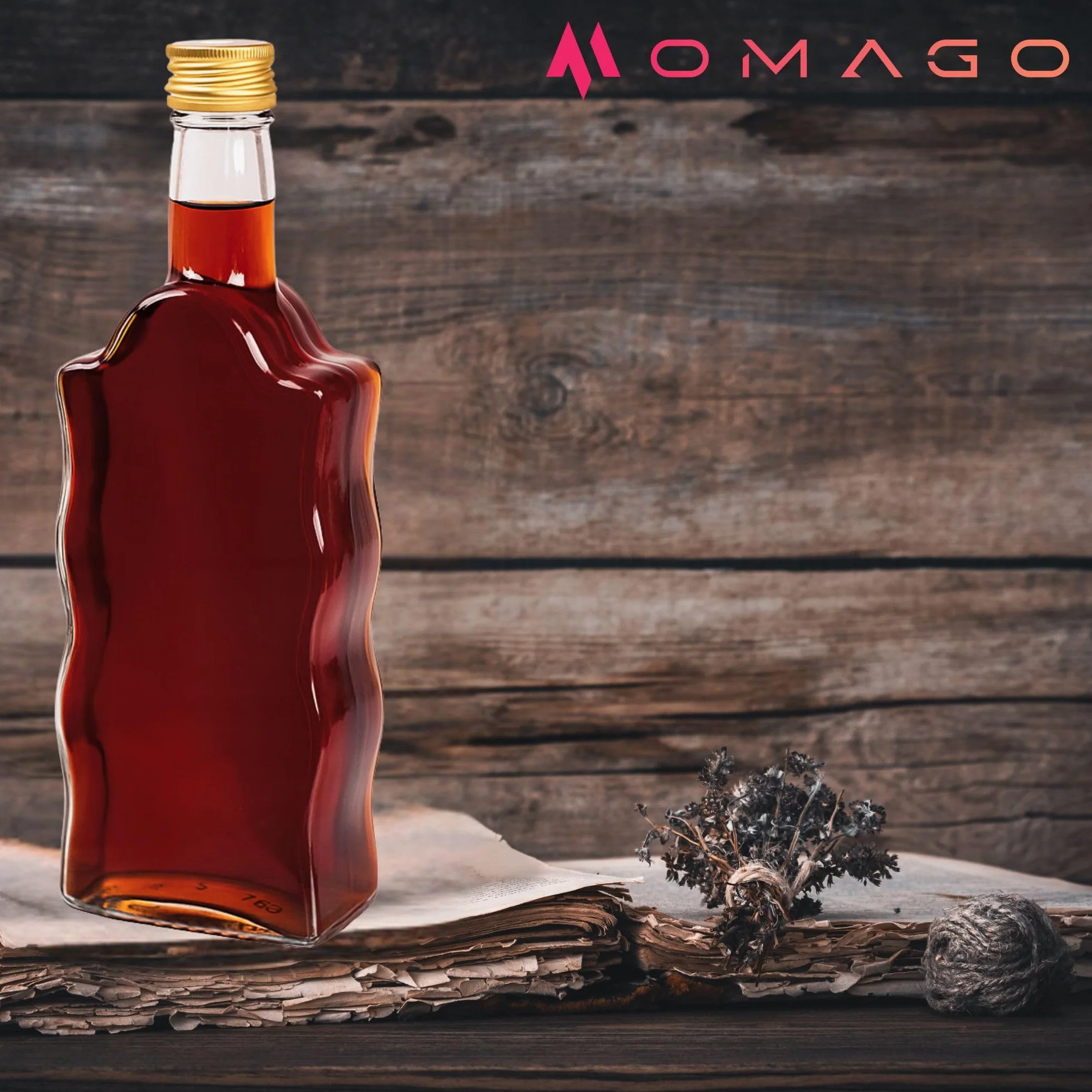 OMAGO® Zestaw 5 sztuk butelek, szklane butelki na soki, nalewki, wino, sznklane opakowanie z zakrętką, 5x, butelki, 0,5L, wysoka jakość