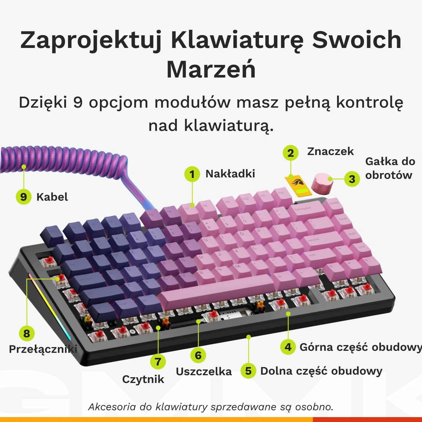 Glorious Gaming GMMK 3 HE klawiatura mechaniczna 75% Rapid Trigger Hall Effect 8K polling hot swap uszczelka angielski QWERTY czarna