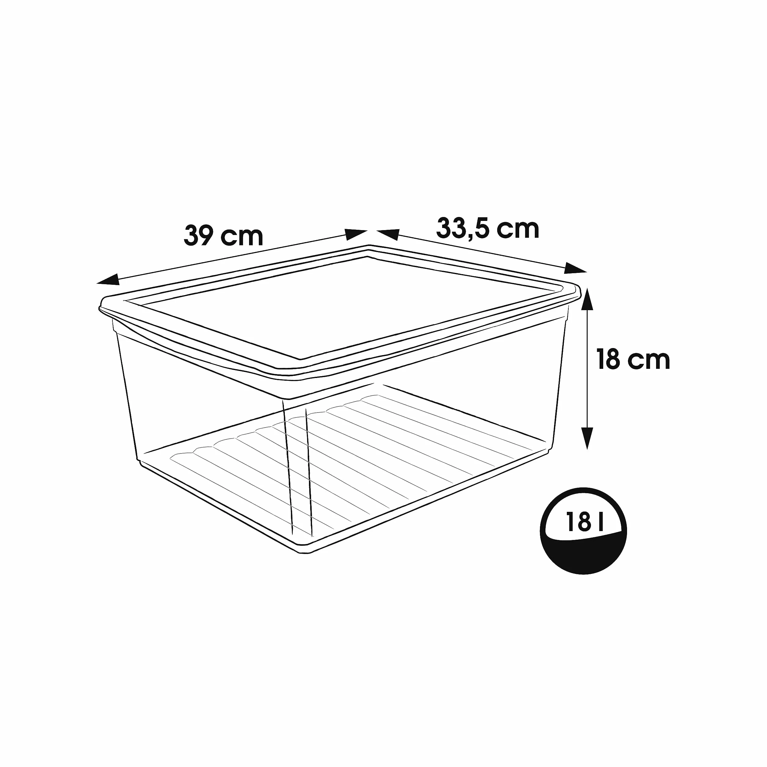 keeeper Pojemnik do przechowywania z systemem Air Control, 39 x 33,5 x 18 cm, 18 l, Bea, Przezroczysty