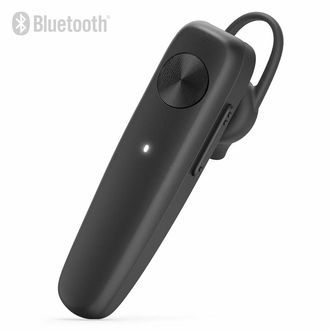 Hama MyVoice Essential słuchawka mono Bluetooth (ultralekka 9 g, multipoint – 2 urządzenia, obsługa Siri/Google Assistant, ergonomiczny zaczep, 3 rozmiary nauszników, czarna)