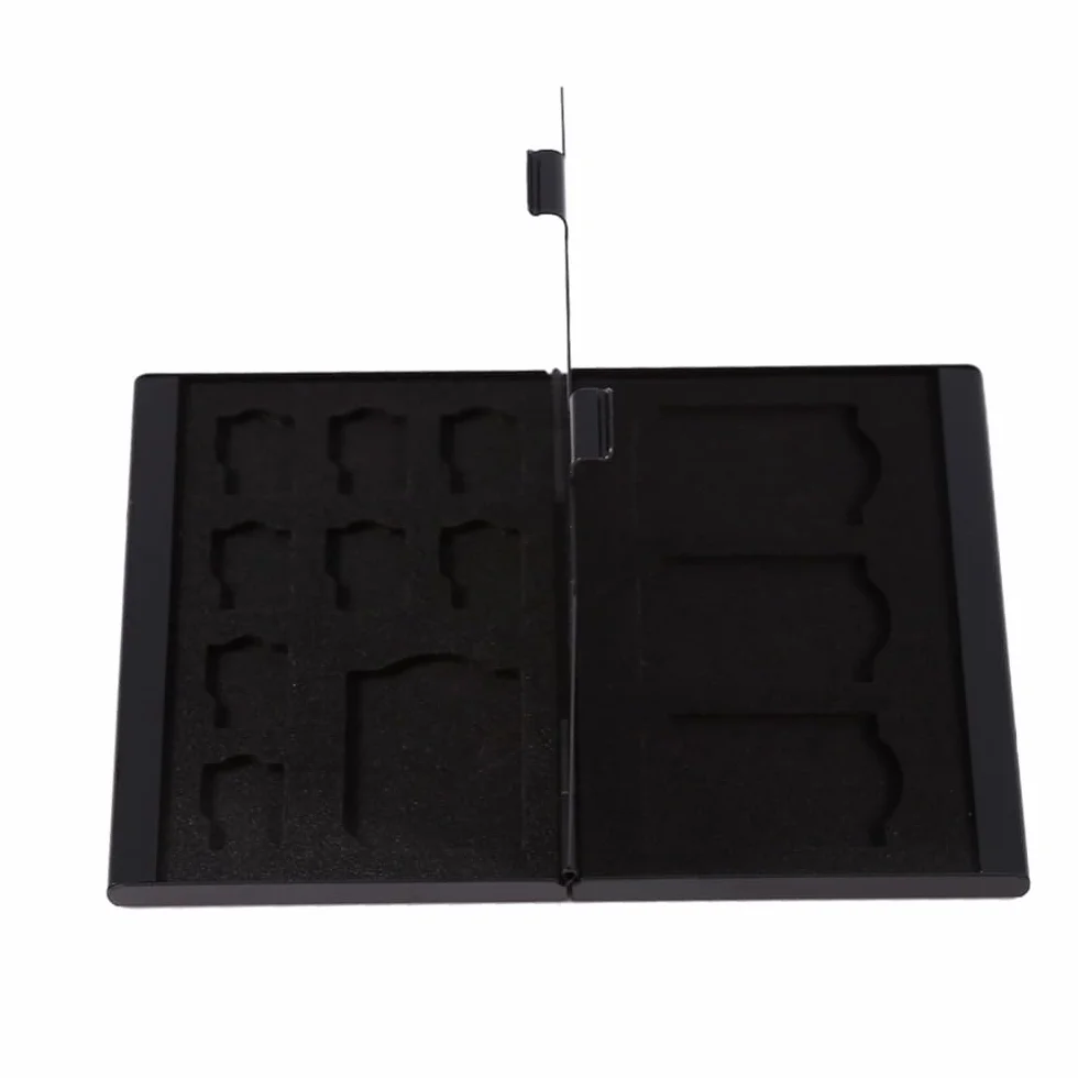 ZJchao Ochronne pudełko do przechowywania karty pamięci dla karty i karty TF stopu aluminium 9.3 x 6 x 1 cm (8szt TF & 4szt SD czarny)