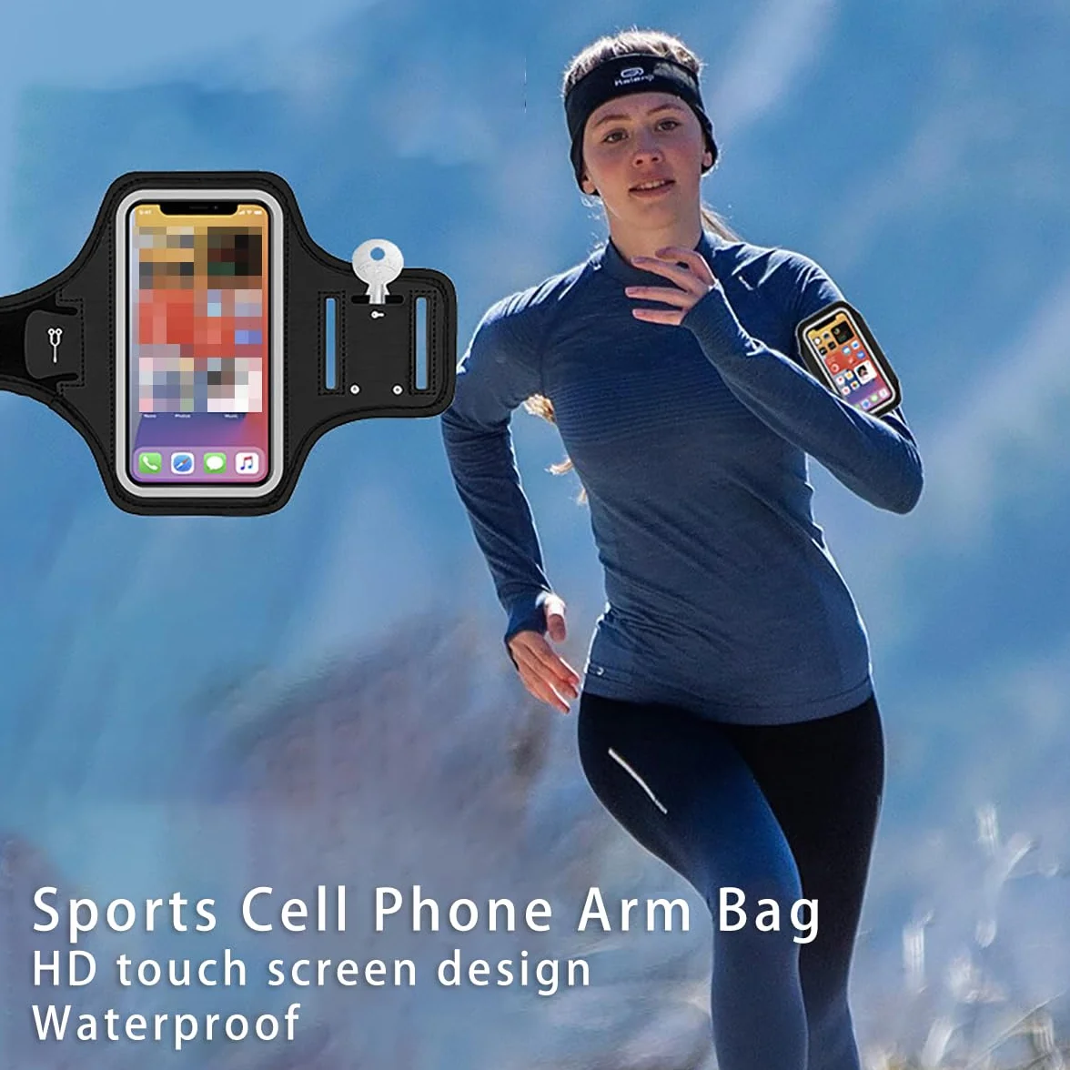 Torba sportowa z opaską na ramię, wodoodporna opaska na telefon komórkowy, odpowiednia do telefonów komórkowych o przekątnej do 6,8 cala, nadaje się do sportów fitness na świeżym powietrzu,