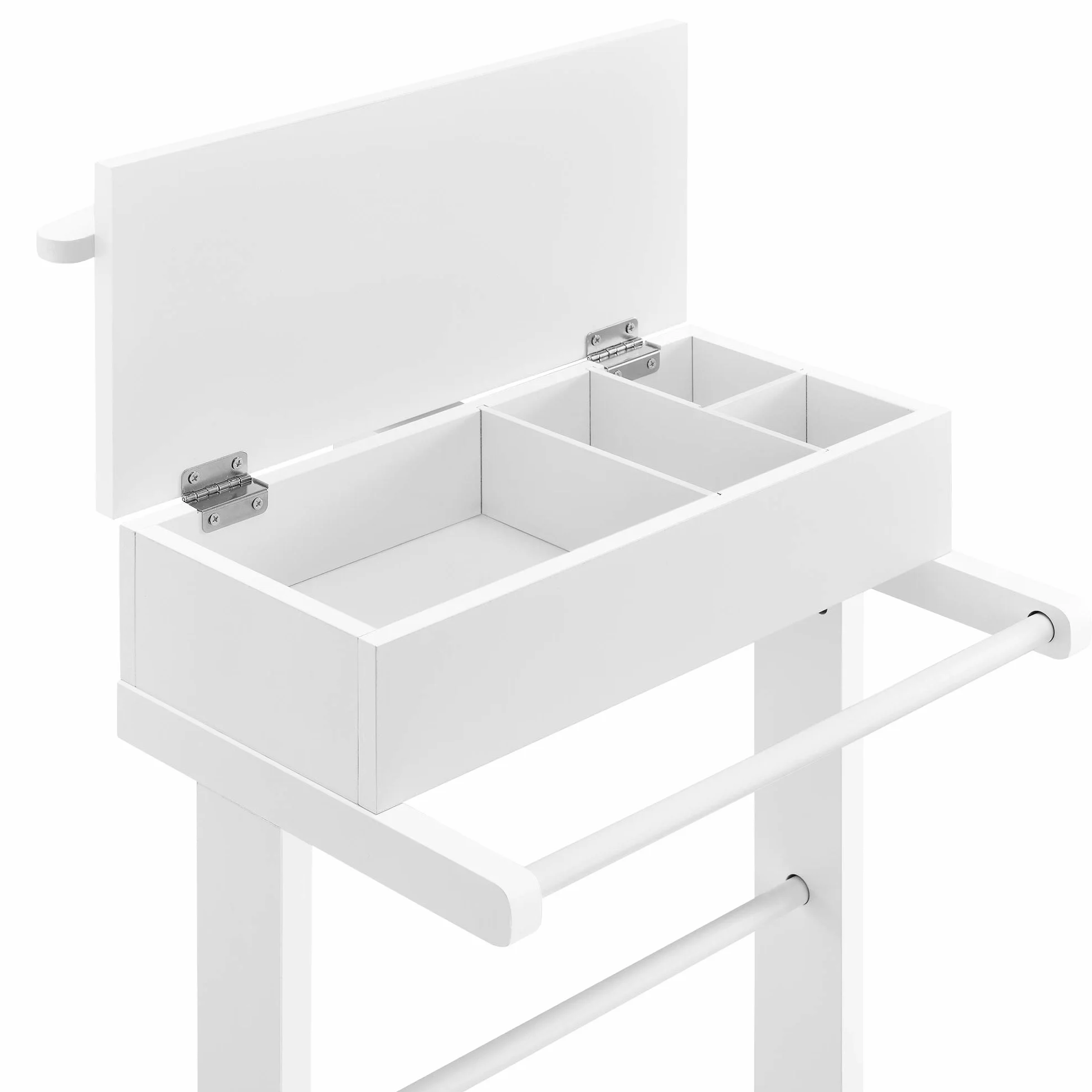 Wieszak na ubrania biały 43,5 x 34,5 x 110 cm MDF drewno sosnowe z kieszenią
