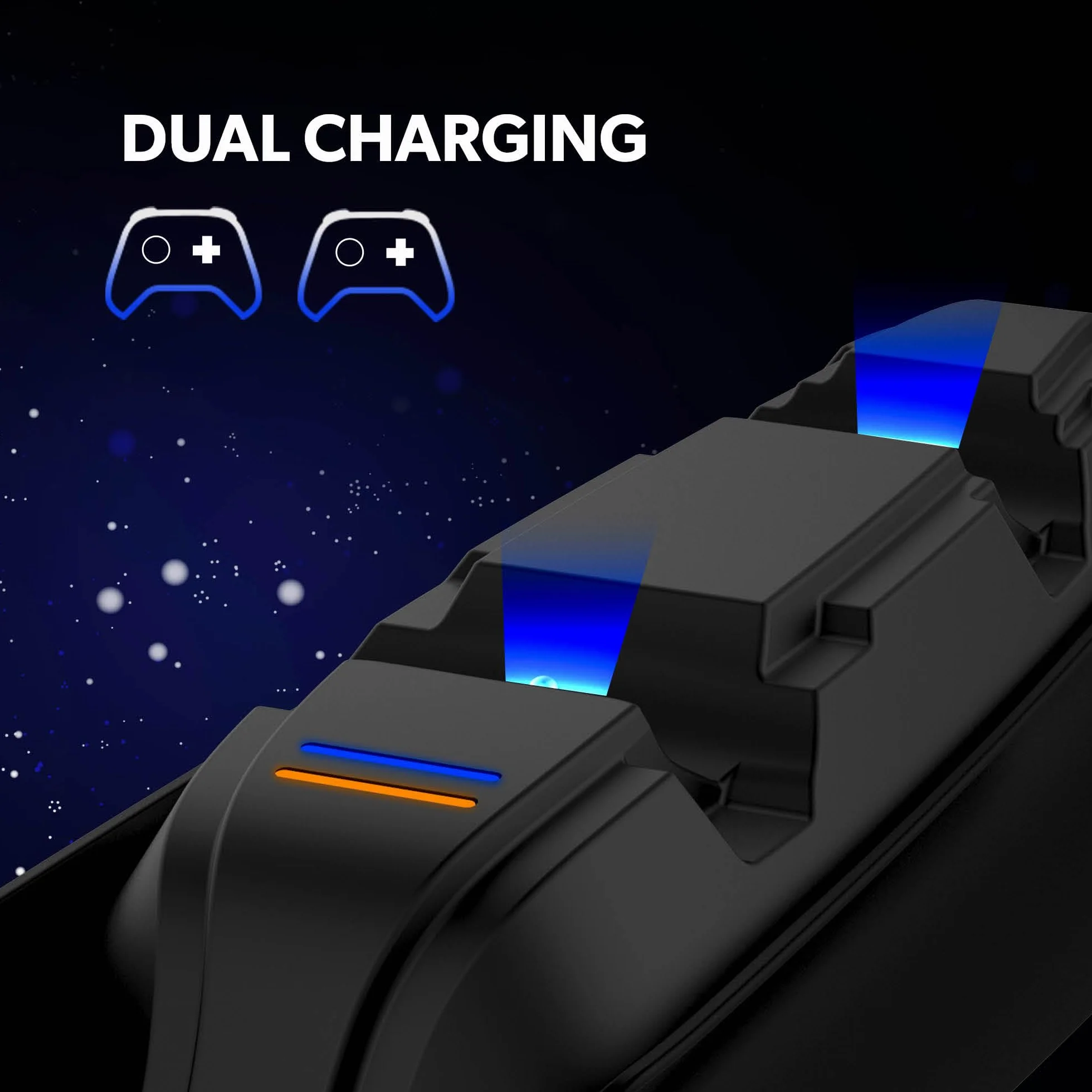 Snakebyte PS5 TWIN:CHARGE 5 - PlayStation 5 charging station for DualSense controller, charger kit for 2 wireless controllers including Type-C cable, LED charge status display, PS5 design, Black