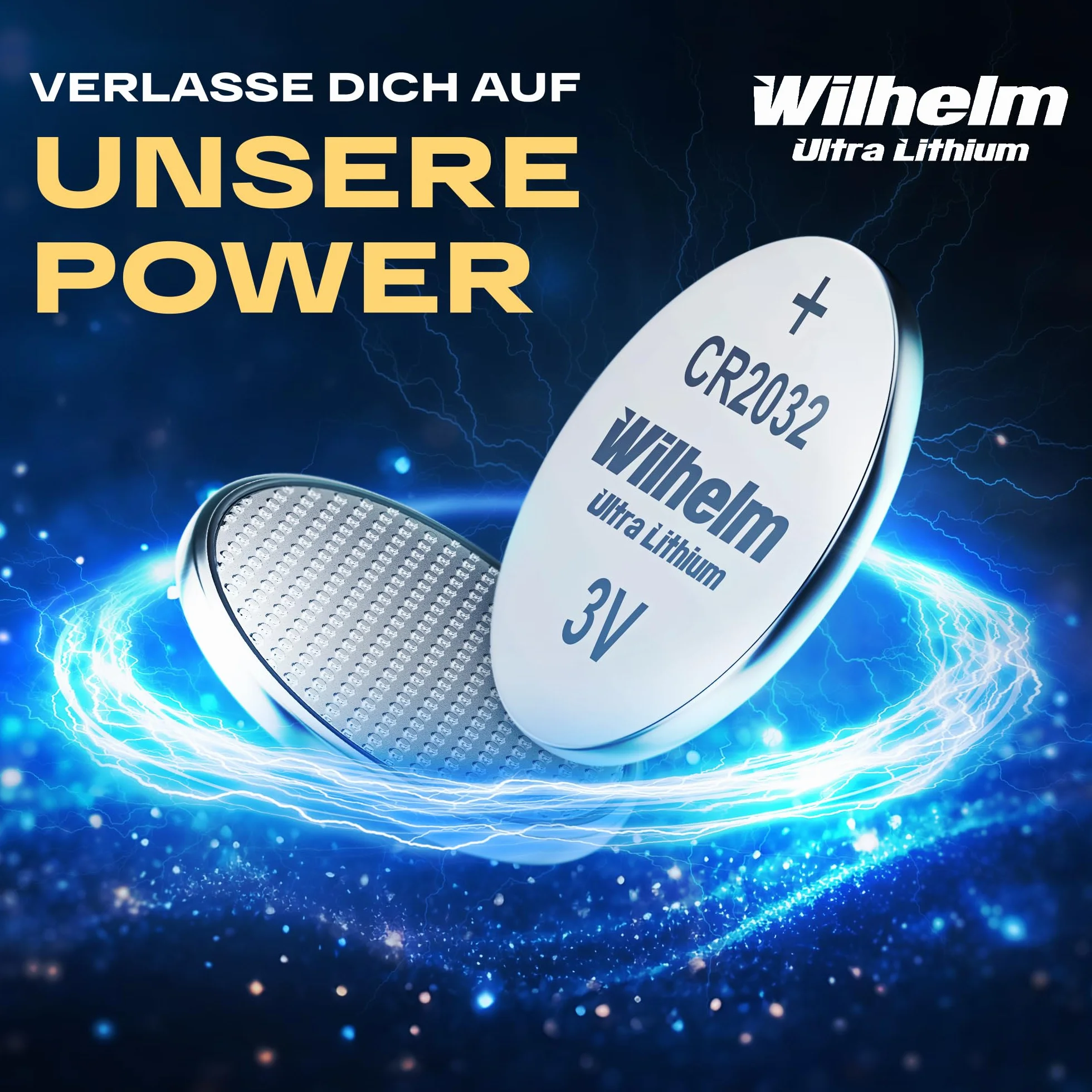 10 x litowa bateria guzikowa CR2032 Wilhelm 3 V, pakowana w blister