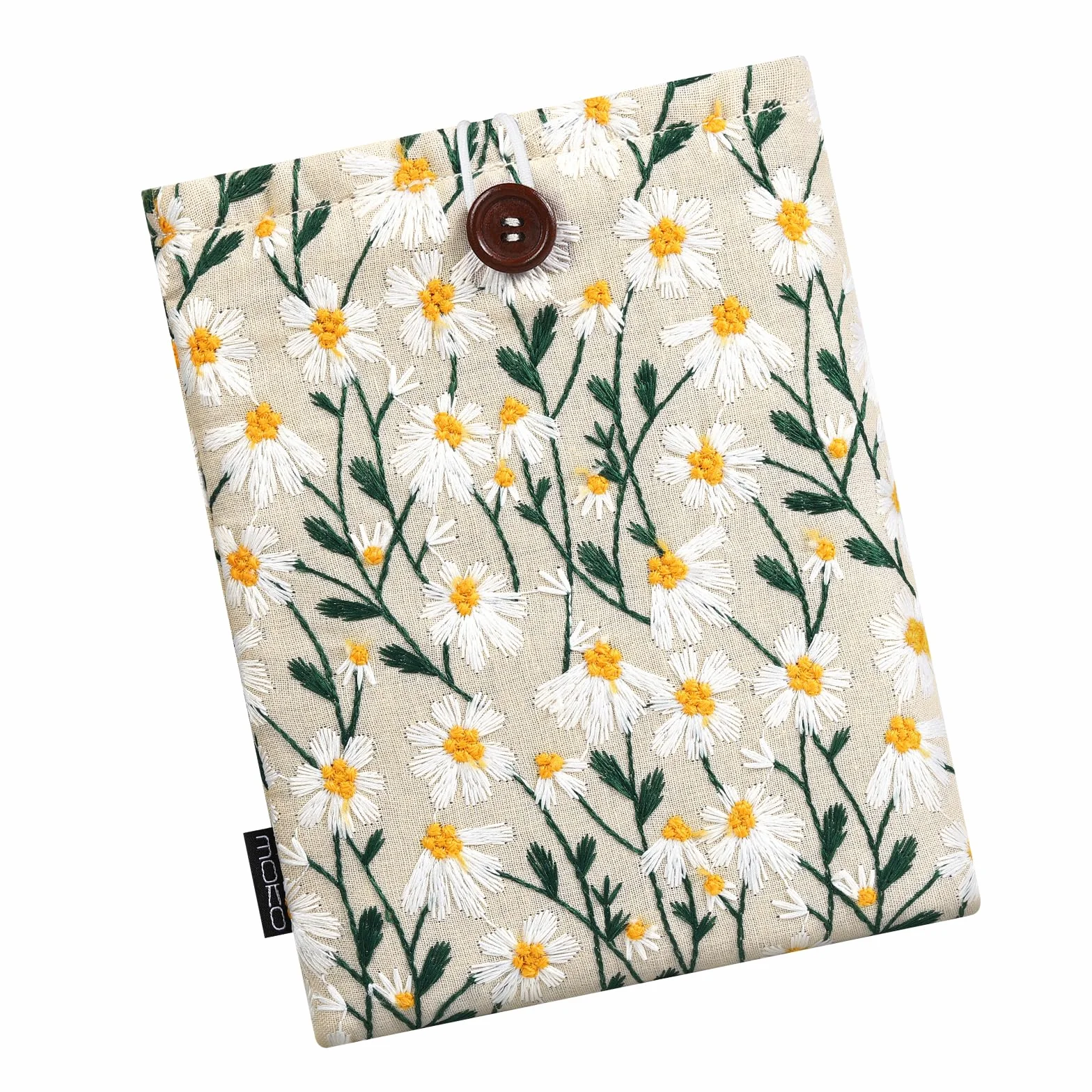 MoKo 6-7 Inch Embroidered Daisy Padded Sleeve Pouch for Kindle Colorsoft, Kindle Paperwhite 12th Gen 2024, Kindle 2022-2016, Kindle Pouch for Oasis/Voyage/Kobo eReader, Beige