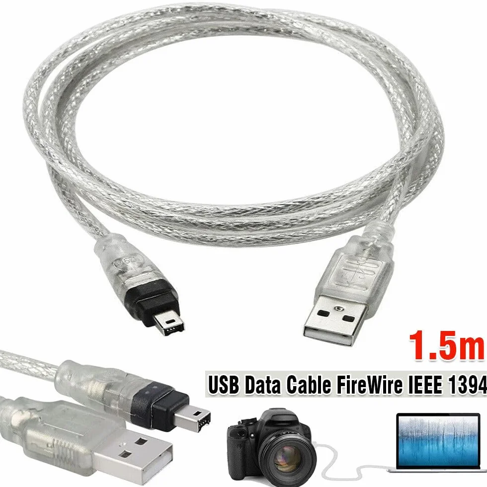 BRAVECOW USB do Firewire IEEE 1394, AM na 4-pinowy kabel 1,5 m adapter kabel kabel kamera do edycji komputera do mini kamer DV i D8 1394 cyfrowy sprzęt wideo