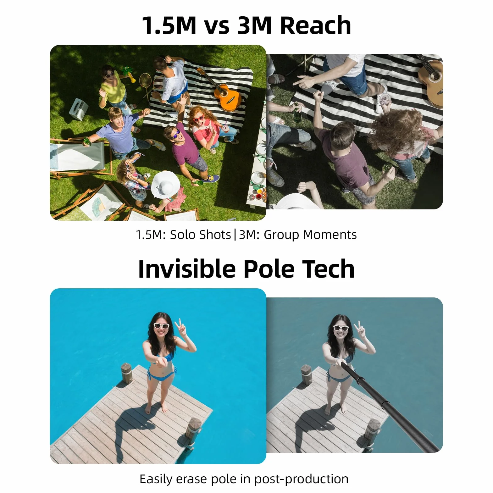 BRDRC Kij do selfie 3 m do Insta360 X5 X4, 118 cali z włókna węglowego, niewidoczny, bardzo przedłużający do Insta 360 ONE X5 X4 X3 X2 RS Akcesoria (z adapterem Go Pro, paskiem na