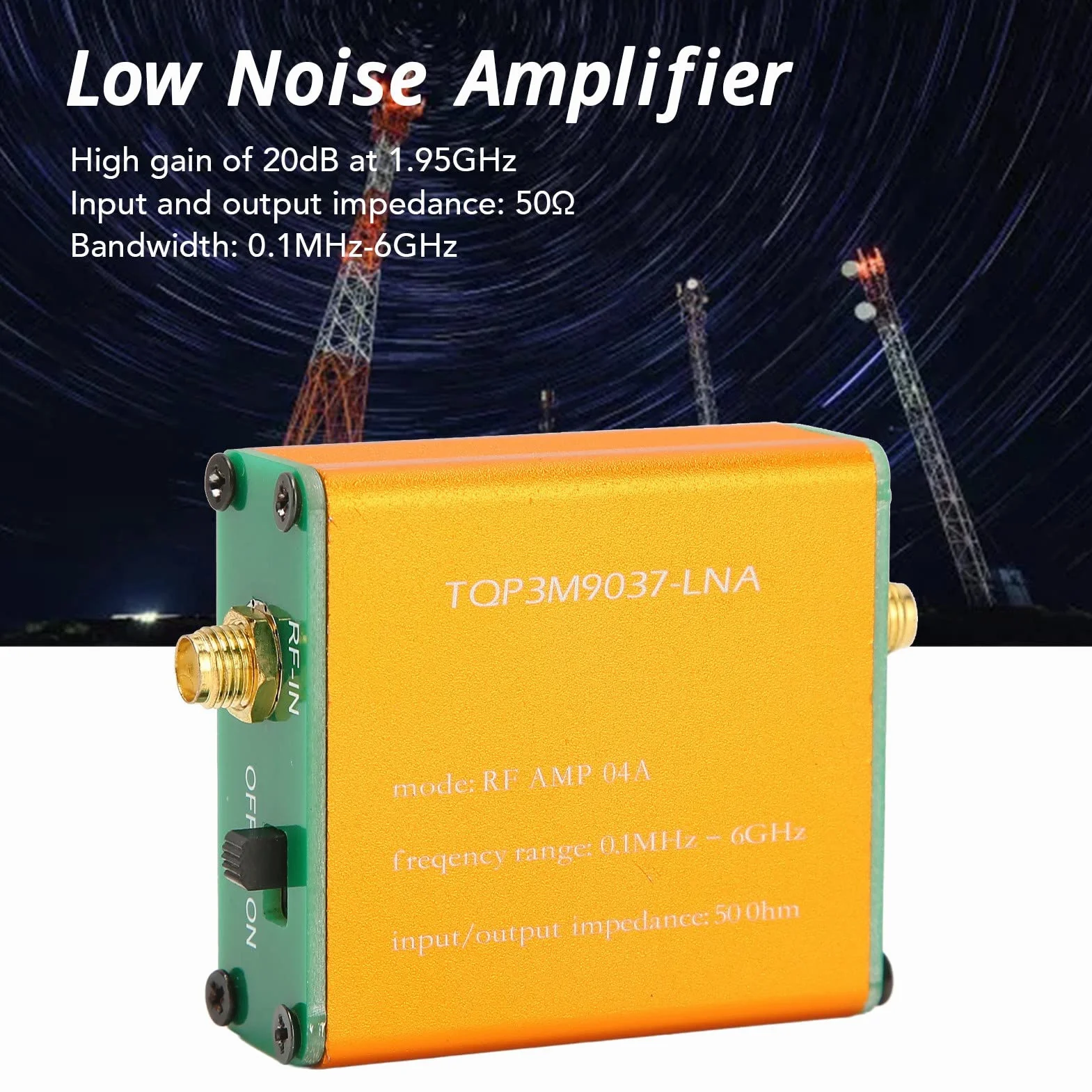 Wzmacniacz HF, moduł LNA wzmacniający 20DB wzmacniacz audio wzmacniacz RF 0,1MHz-6GHz, do fal krótkich FM radia UKF oprogramowanie zdefiniowane przez radio (Dostarczany z jednym)