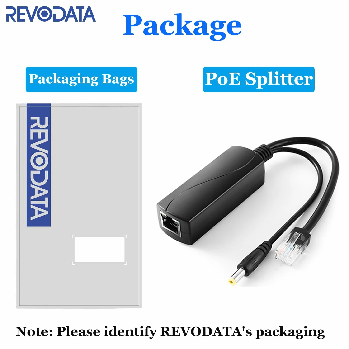 Revotech Aktywny rozdzielacz PoE 12 V/1 A, wtyczka DC 5,5 x 2,1 mm, 48 V PoE na DC 12 V/1 A, wyjście 10/100 Mbps, kompatybilny z IEEE802.3af/at, adapter PoE do kamery IP bez PoE (PS5712P)
