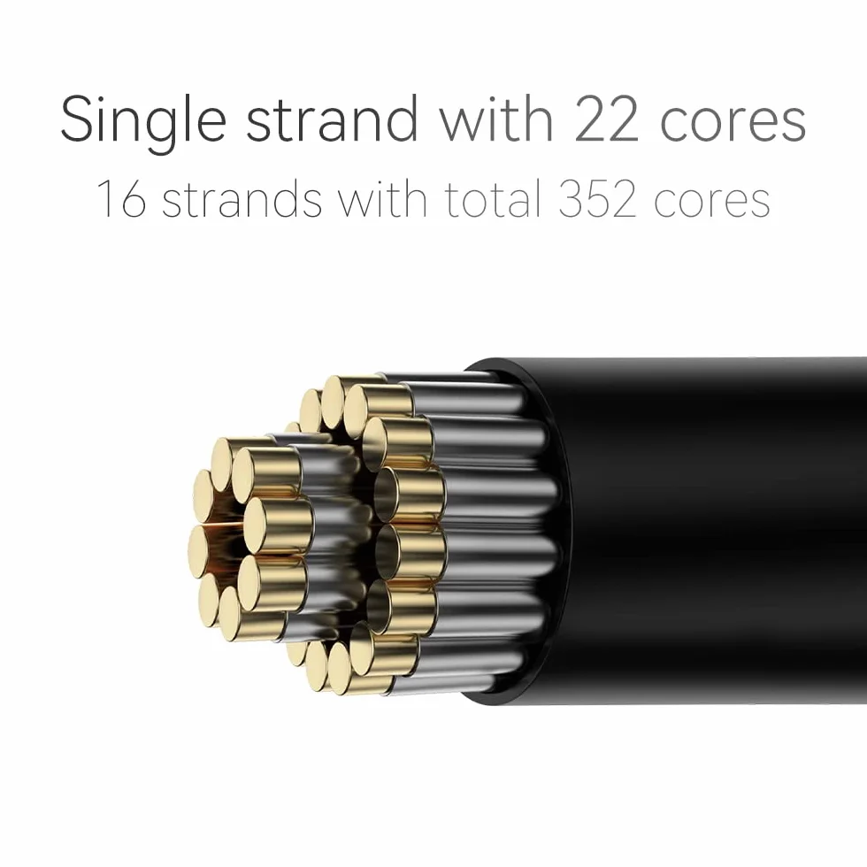 LINSOUL QKZ Q1 MAX 16-Stand 352 Cores Silver-Plated HiFi Earphones Upgrade Cable with Interchangeable 2.5mm/3.5mm/4.4mm Plug Replacement Cable for Audiofile (czarny, typ S)