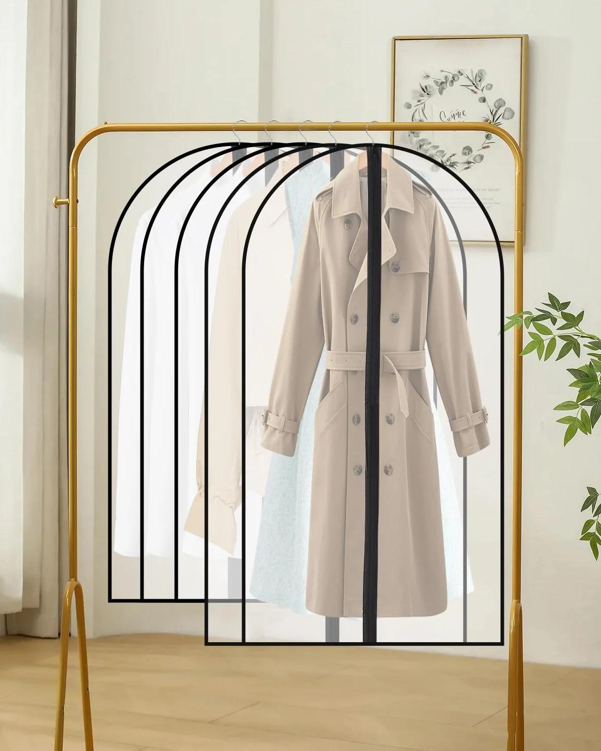 Torba na ubrania z zamkiem błyskawicznym 60x120/100 cm przezroczysta czarna