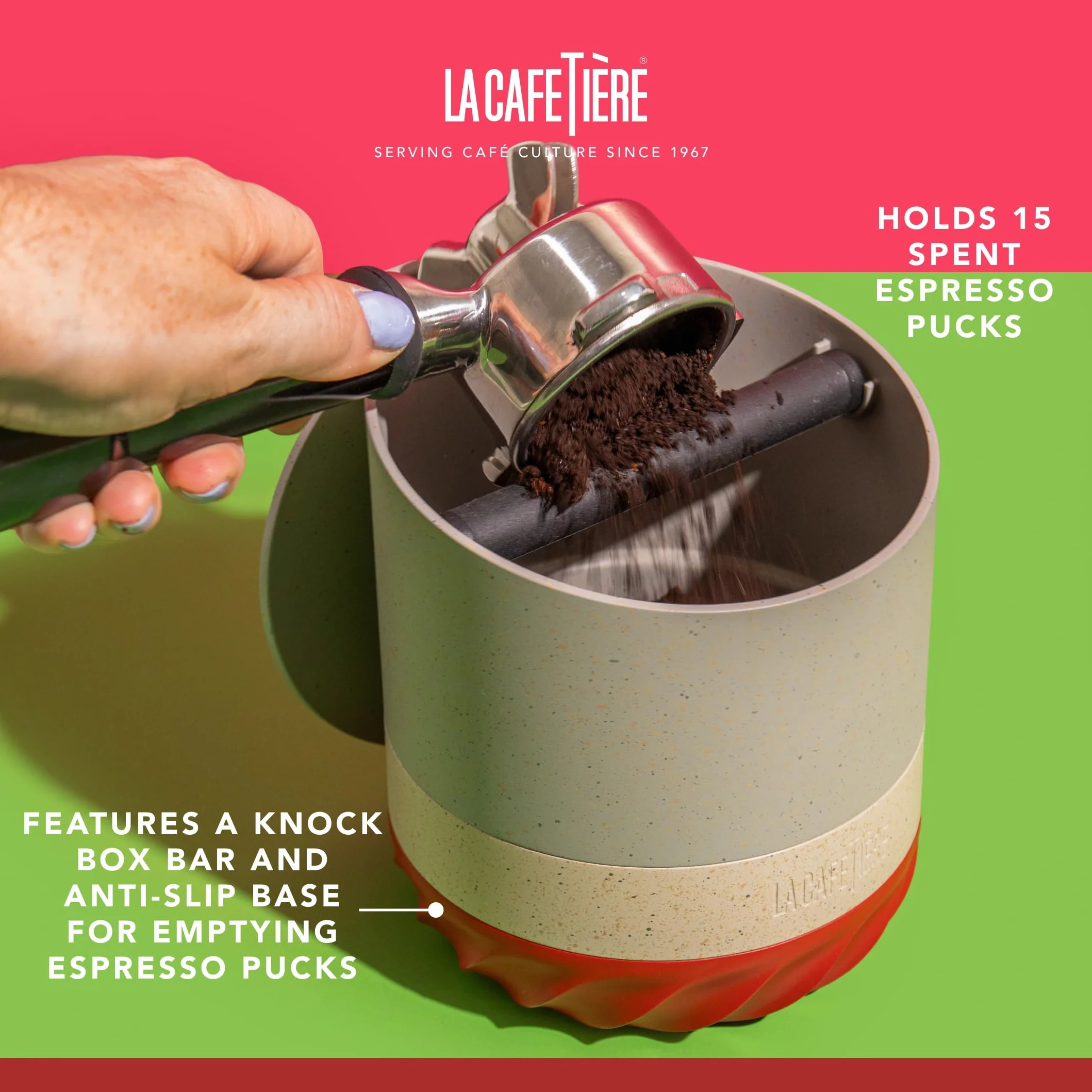 La Cafetière Renew Kompostownik i pojemnik na fusy, pojemnik na fusy z espresso o pojemności 750 ml z wyjmowaną listwą uderzeniową i antypoślizgową podstawą