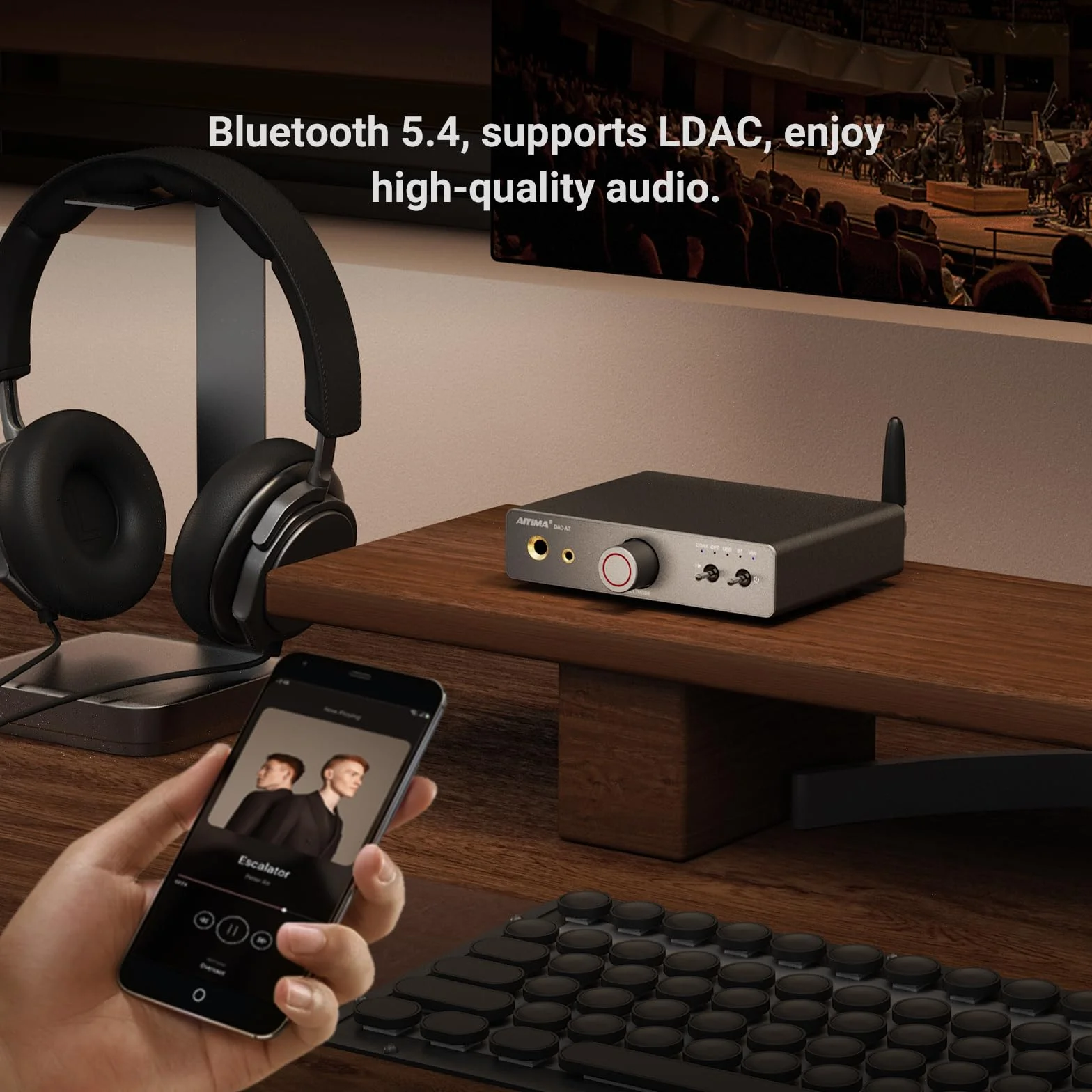 AIYIMA DAC A7 Bluetooth 5.4 dekodujący wzmacniacz słuchawkowy, HiFi, 3,5 mm + 6,35 mm, podwójne wyjście słuchawkowe, z ES9038Q2M DAC 24 bit 192 kHz obsługuje wejście USB/optyczne/koncentryczne