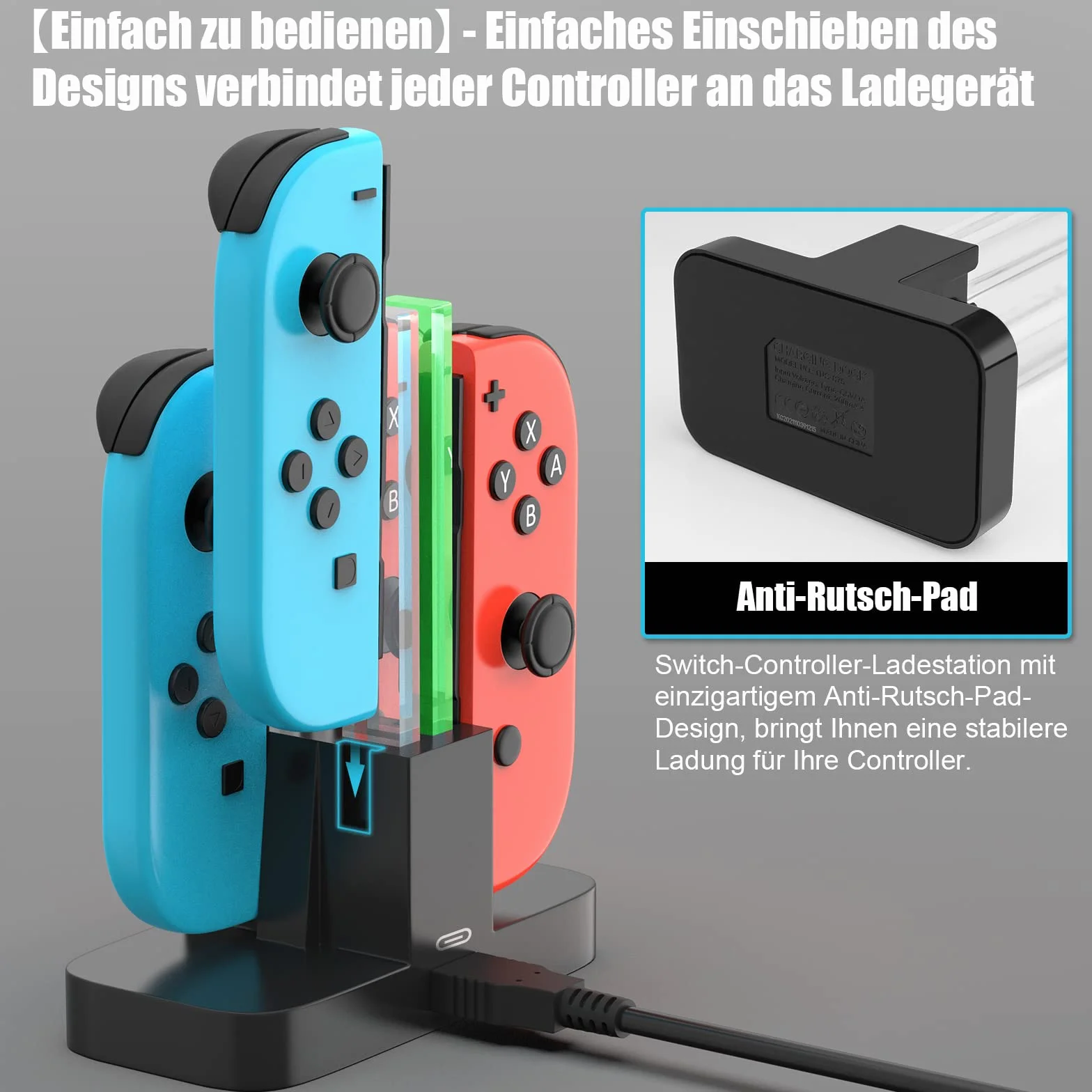Ładowarka do for Nintendo Switch, [4 w 1] Diyife Stacja ładująca do Joy-Con Controlle, Typu C, z wyświetlaczem LED, Inteligentne Przełączanie