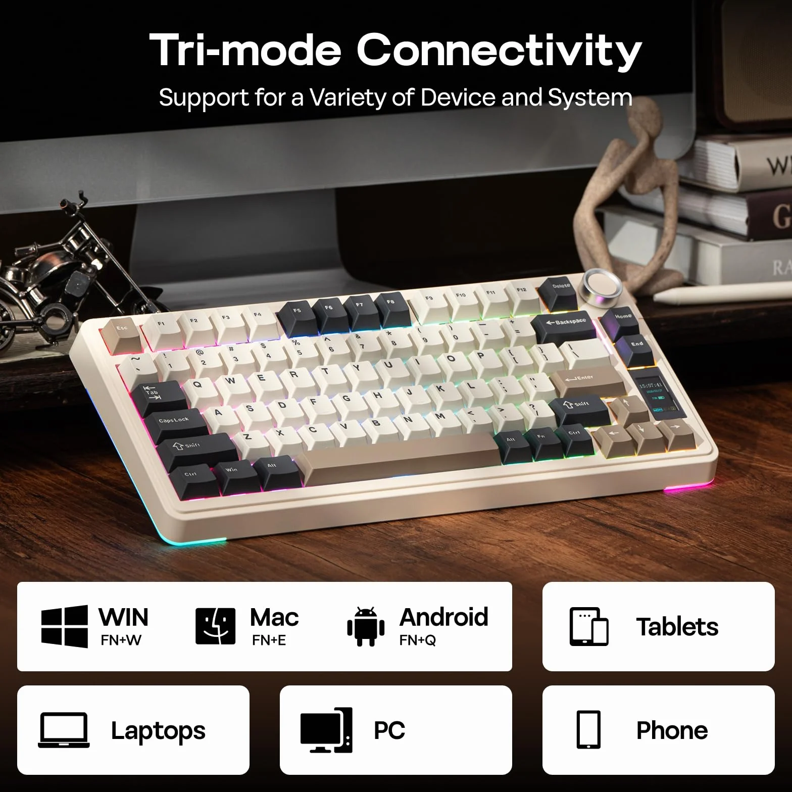 EPOMAKER X Aula EA75 MAX 75% bezprzewodowa klawiatura mechaniczna RGB Hot-Swap PBT Creamy Gasket