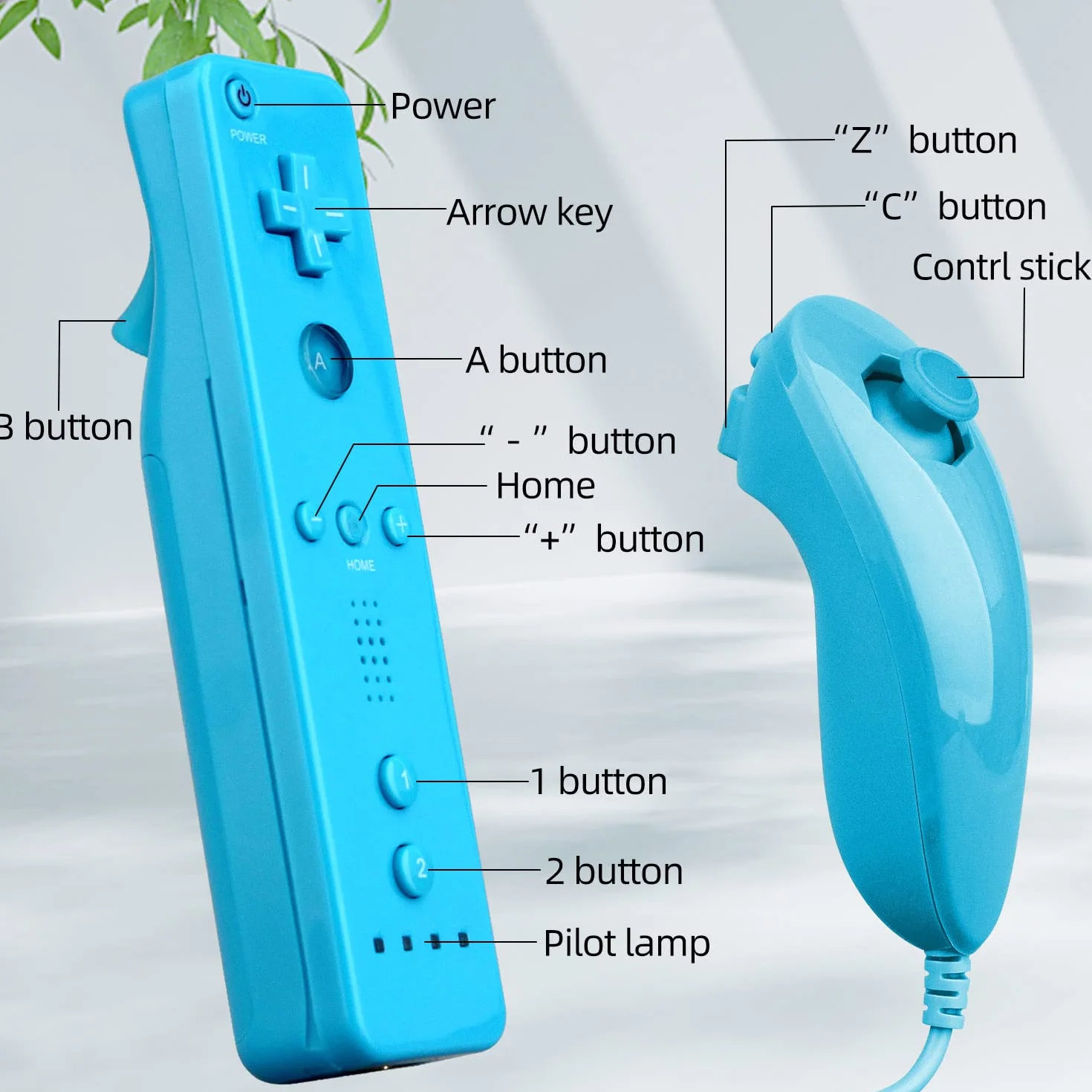 OSTENT Pilot zdalnego sterowania z czujnikiem ruchu + przewodowy Nunchuck Combo do Nintendo Wii, niebieski