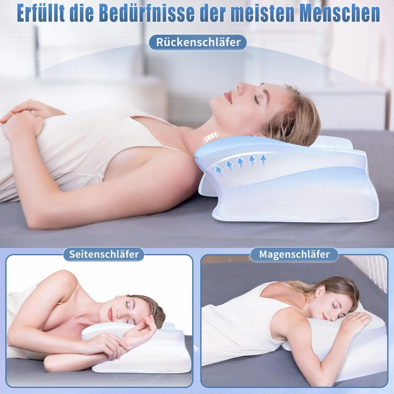Poduszka ortopedyczna pod szyję 2 w 1 Ergonomiczna z pianki memory 60x35,5x13/11cm Biały