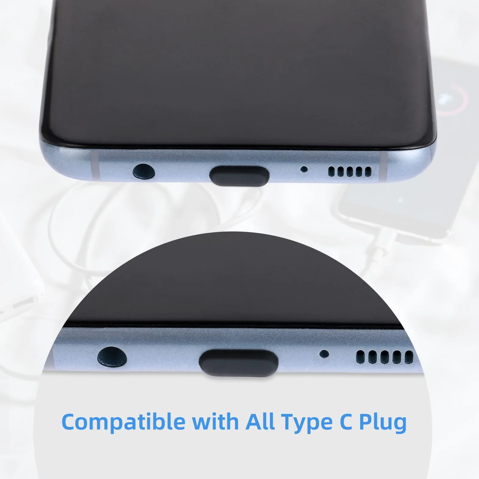 TIESOME 25 szt. wtyczka przeciwpyłowa do telefonu, silikonowa osłona portu ładowania telefonu USB C, ochrona przeciwpyłowa, korek kompatybilny z większością telefonów komórkowych i tabletów typu C