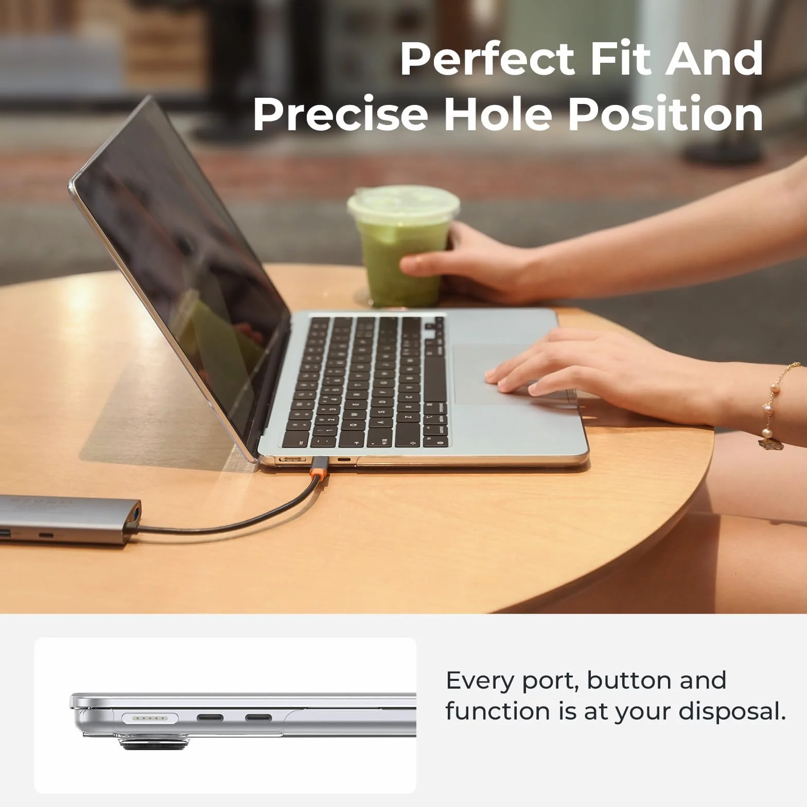 EooCoo Etui Kompatybilne z MacBook Air 13,6 cala M5 M4 M3 M2 2026 2025-2022 (A3449 A3240 A3113) z Touch ID, Sztywna Plastikowa Osłona Ochronna dla Mac 13" Gładka Powierzchnia - Krystalicznie Czysty