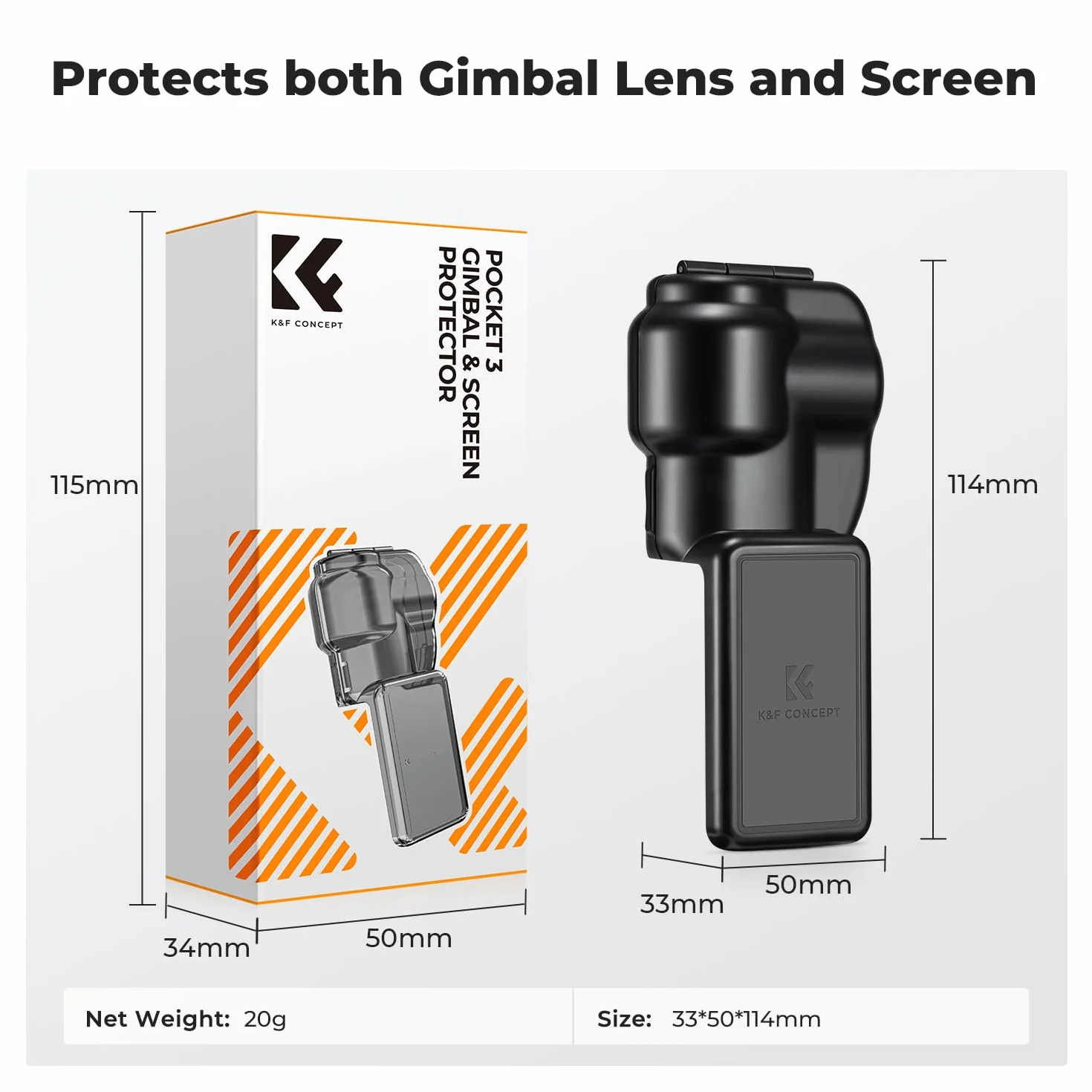 K&F CONCEPT Pocket 3 Etui Pokrowiec Ochronny Kompatybilny z DJI Osmo Pocket 3, Plastikowy Ochraniacz Gimbala Ochraniacz Obiektywu Ochraniacz Ekranu Etui Ochronne Akcesoria