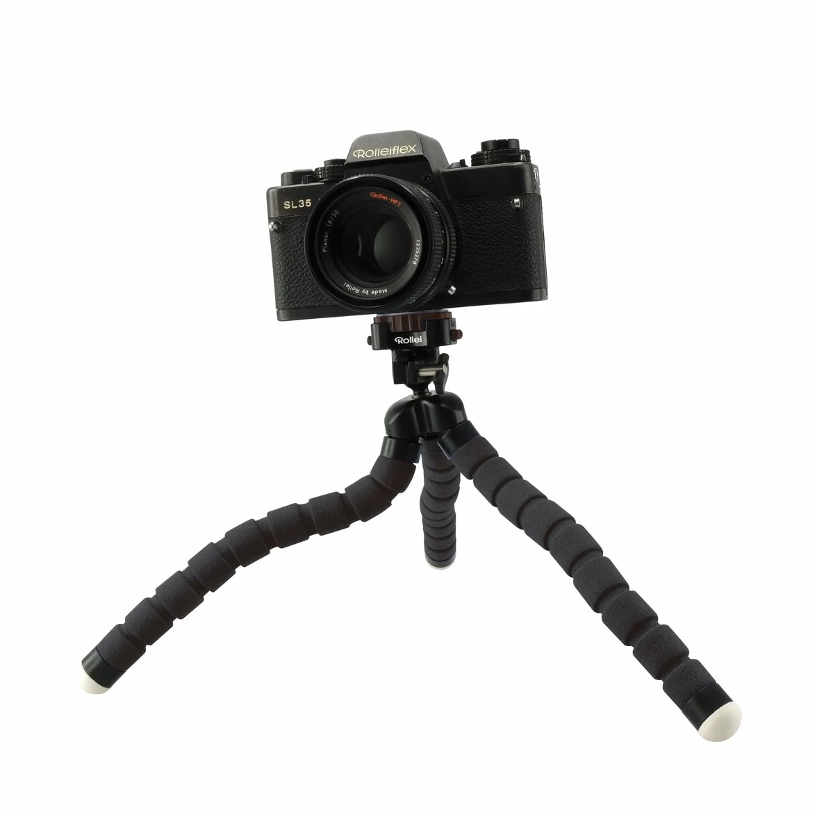 Rollei Monkey Pod - Giętki mini statyw z elastycznymi nogami, maks. wysokość 27 cm - w zestawie głowica kulowa, antypoślizgowe gumowe nóżki i płytka szybkiego montażu - czarny