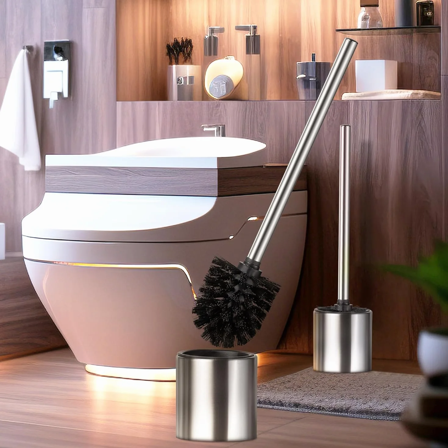 Szczotki do WC Voarge 2 sztuki czarny 7,5 cm stal nierdzewna