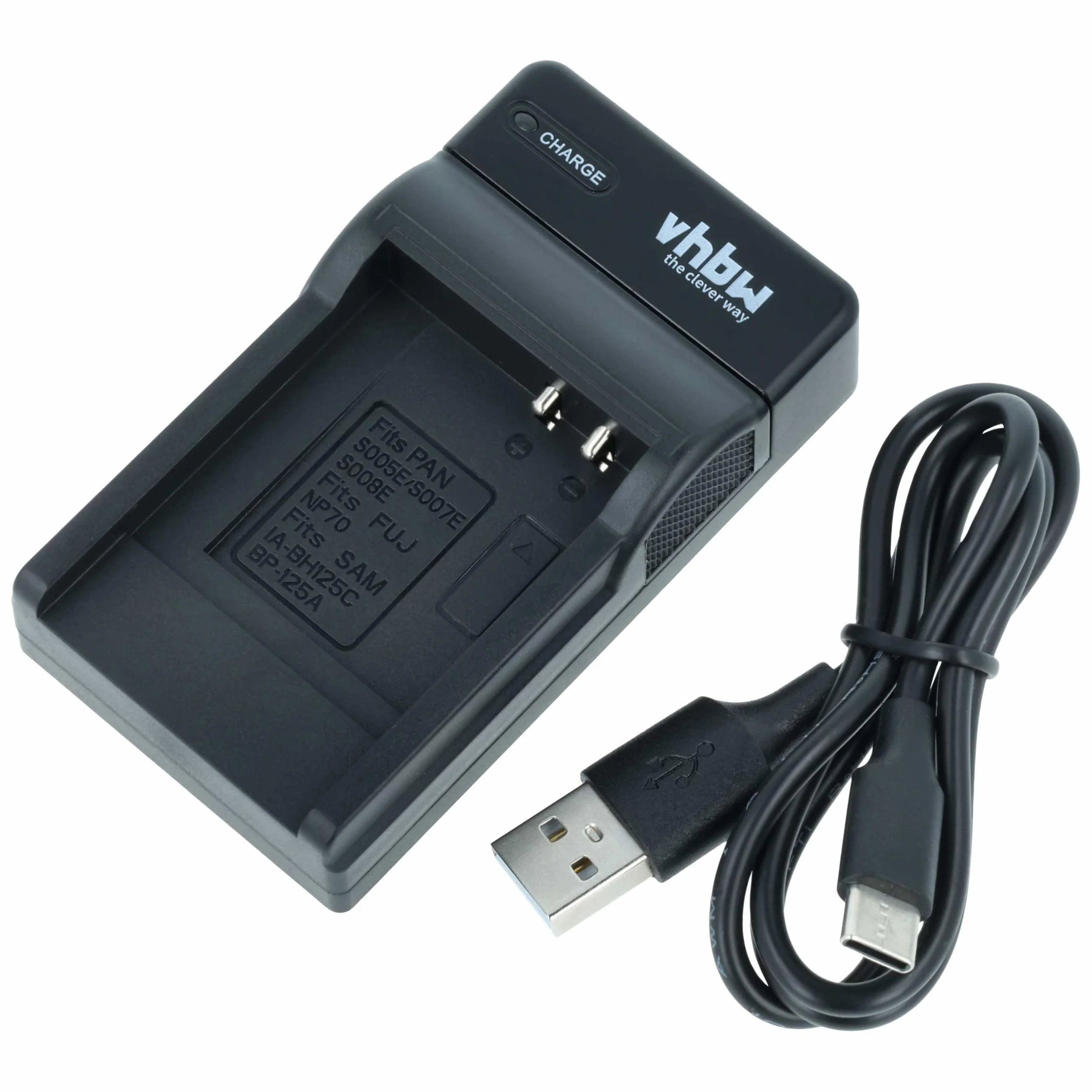 vhbw Ładowarka USB kompatybilna z kamerą Ricoh CX1, CX2, DX-1G, DX-2G, GR, digital II, III, IV, GX100 kamera/akumulator - ładowarka, wskaźnik ładowania