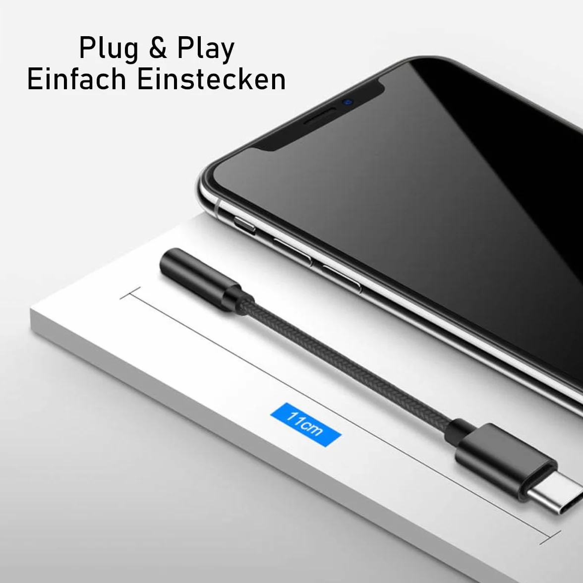 Adapter do słuchawek USB C, USB-C na jack 3,5 mm, adapter audio, uniwersalny czarny
