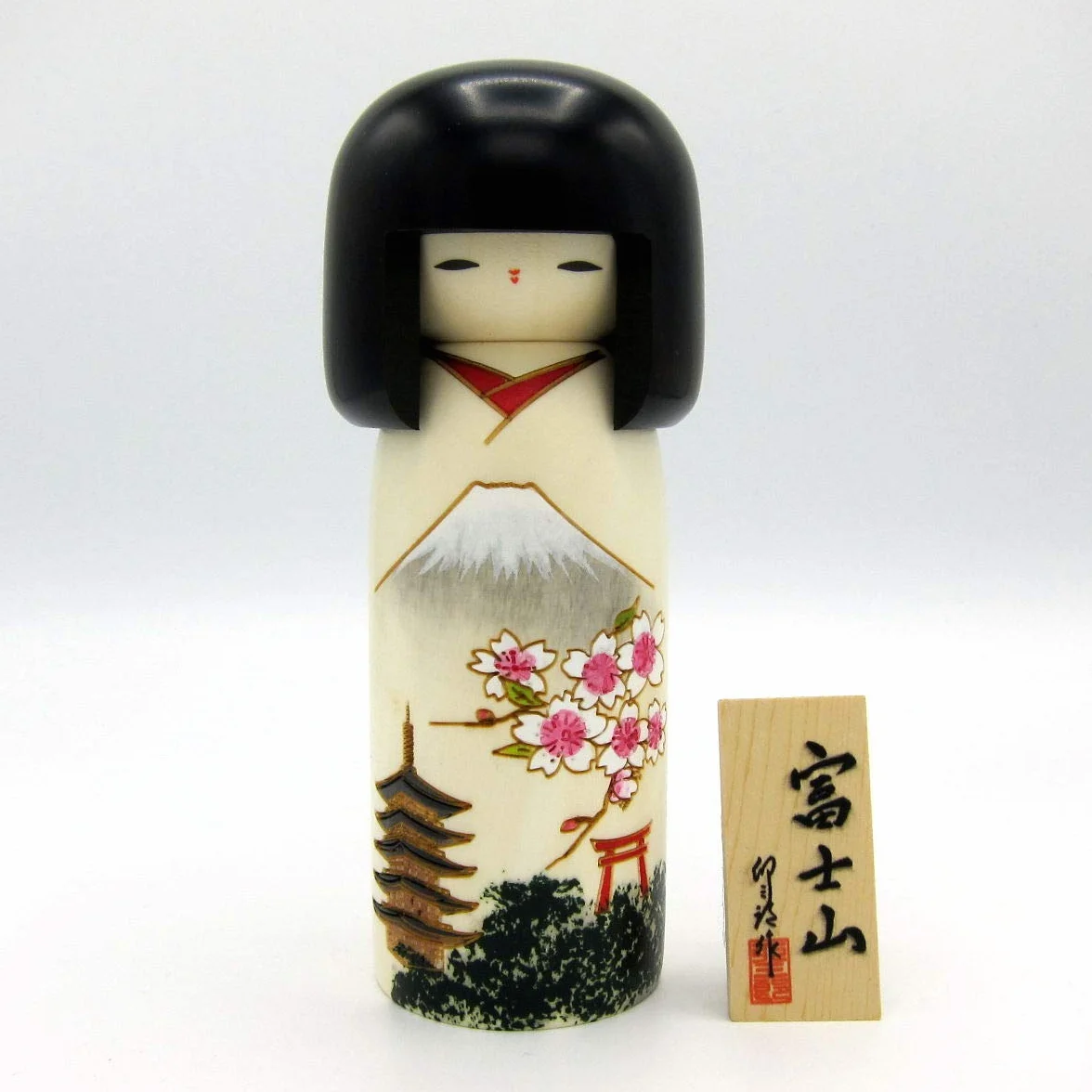 Usaburo Sosaku Kokeshi Lalka Fujiyama Made in Japonia