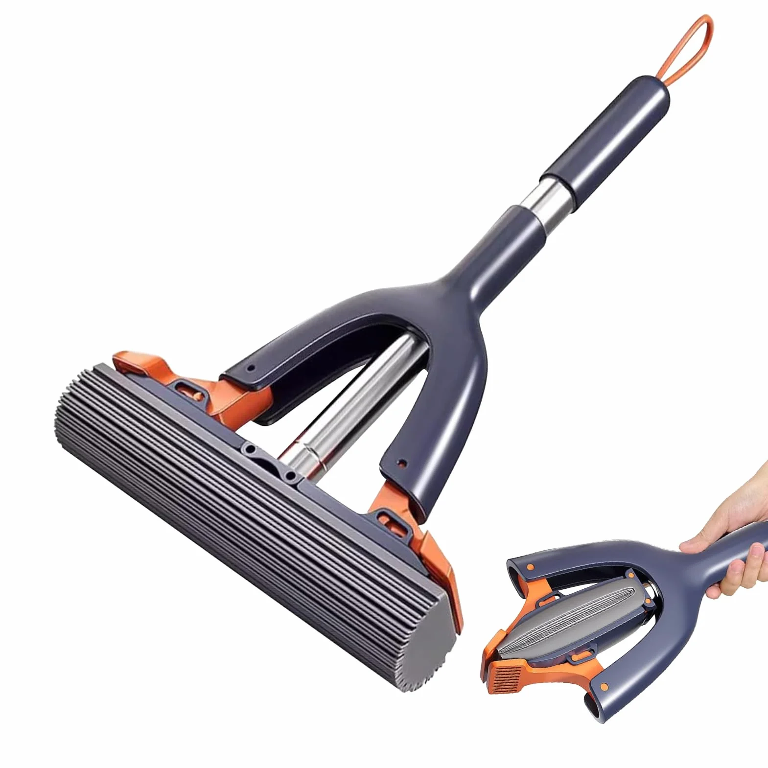 Portable Self-Squeeze Sponge Mop, Highly Absorbent Short Handle Floor Cleaner, Perfect For Tile Glass Bathroom Hotels Desktops And Travel Cleaning, 14.96 X 7.87 X 1.77 In