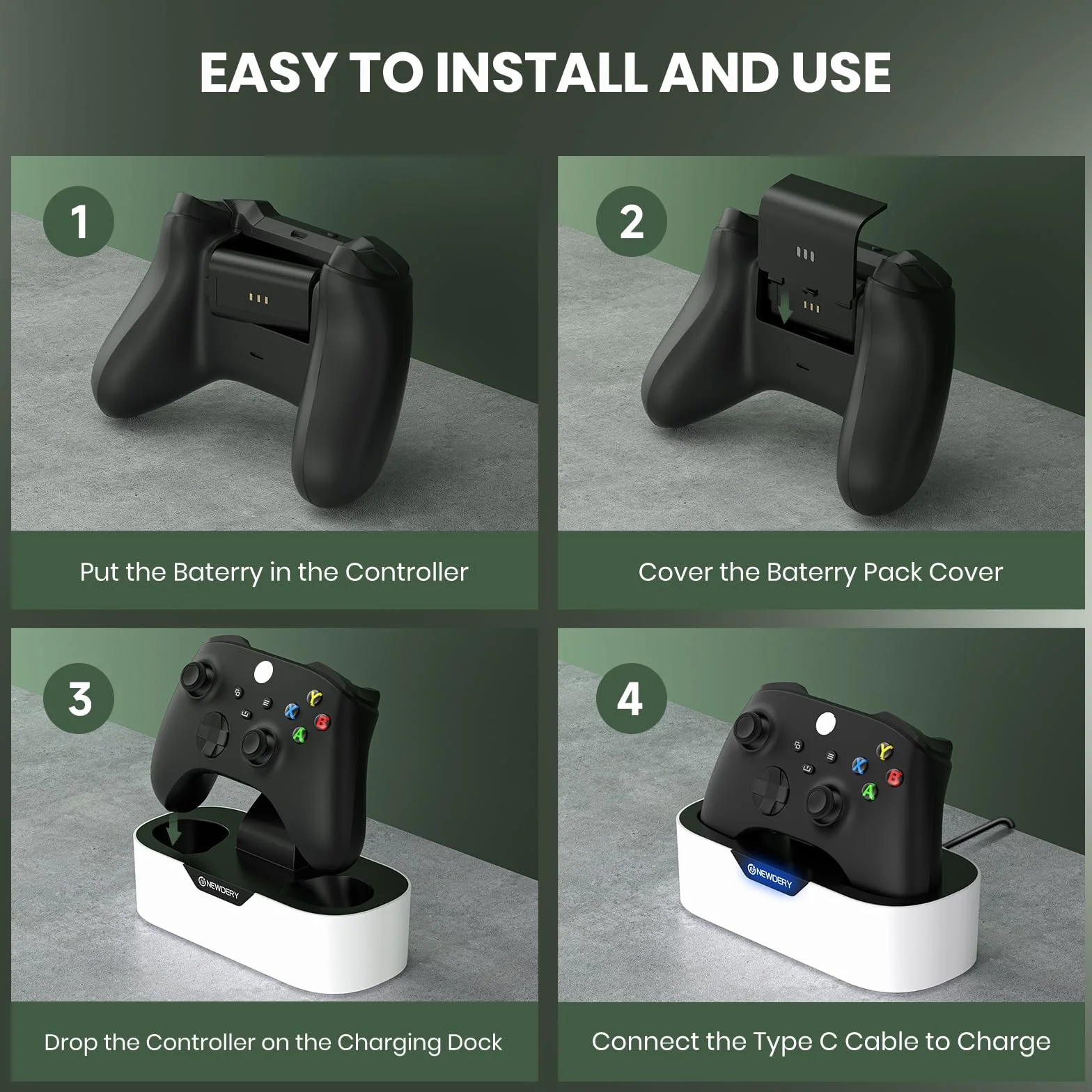 NEWDERY Solo Charger Station do kontrolerów bezprzewodowych Xbox One/Series X|S