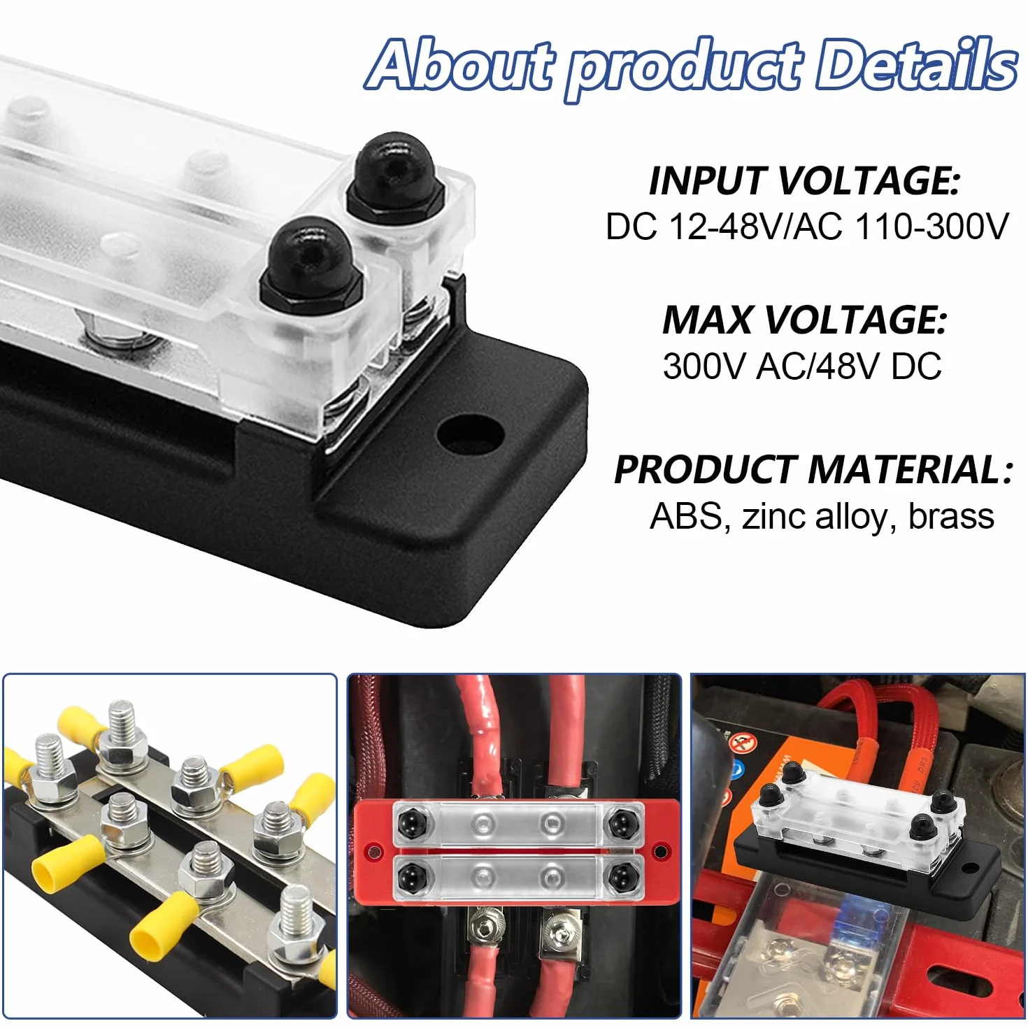 2 sztuki 12 V-48 V DC blok rozdzielający, z 4 śrubami, długość 12 cm, czerwony i czarny, z 8 bolcami przyłączeniowymi M6, do samochodu, kampera i łodzi