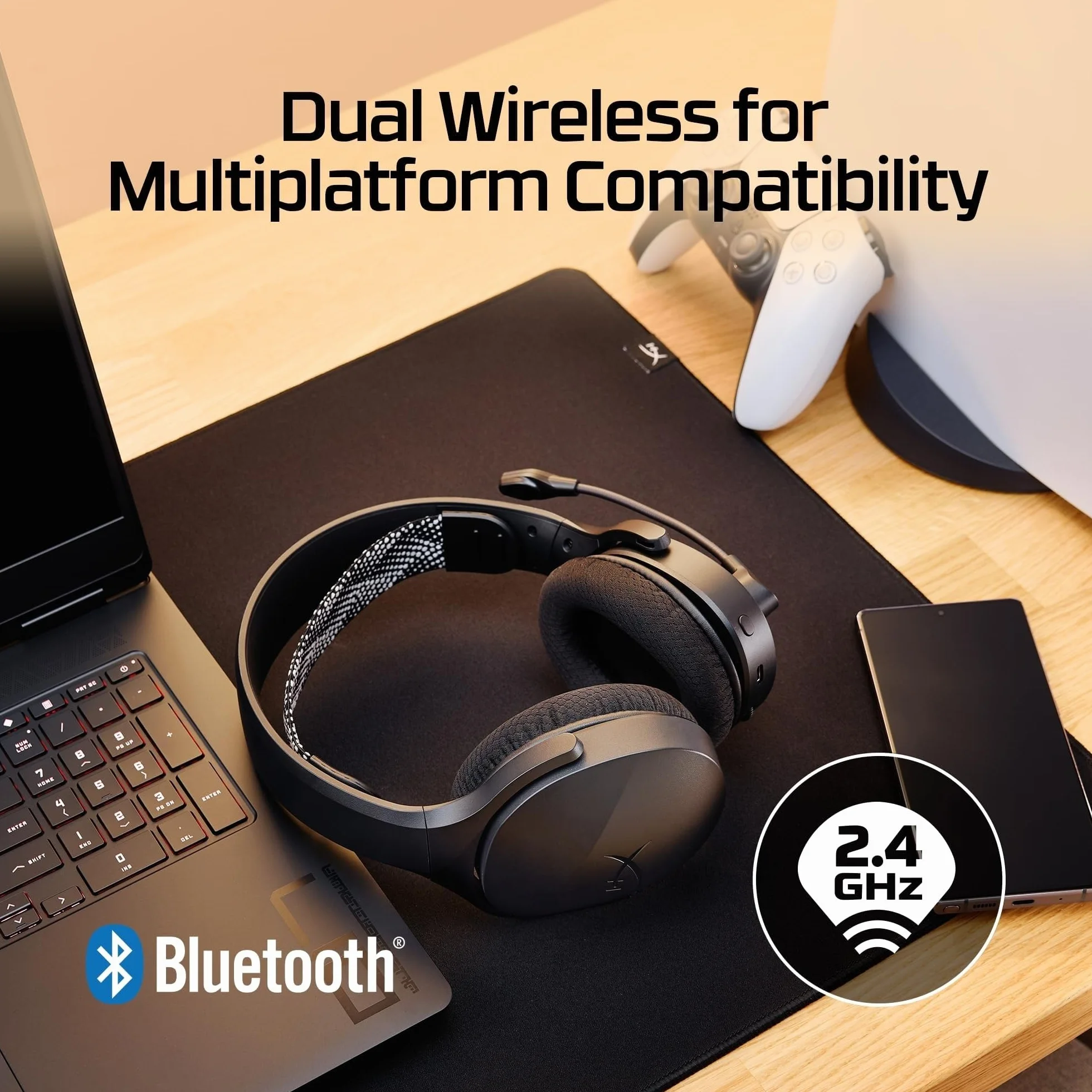 HyperX Cloud Jet podwójny bezprzewodowy zestaw słuchawkowy do gier 2,4 GHz Bluetooth PC Mac PS5 PS4 sterownik 40 mm